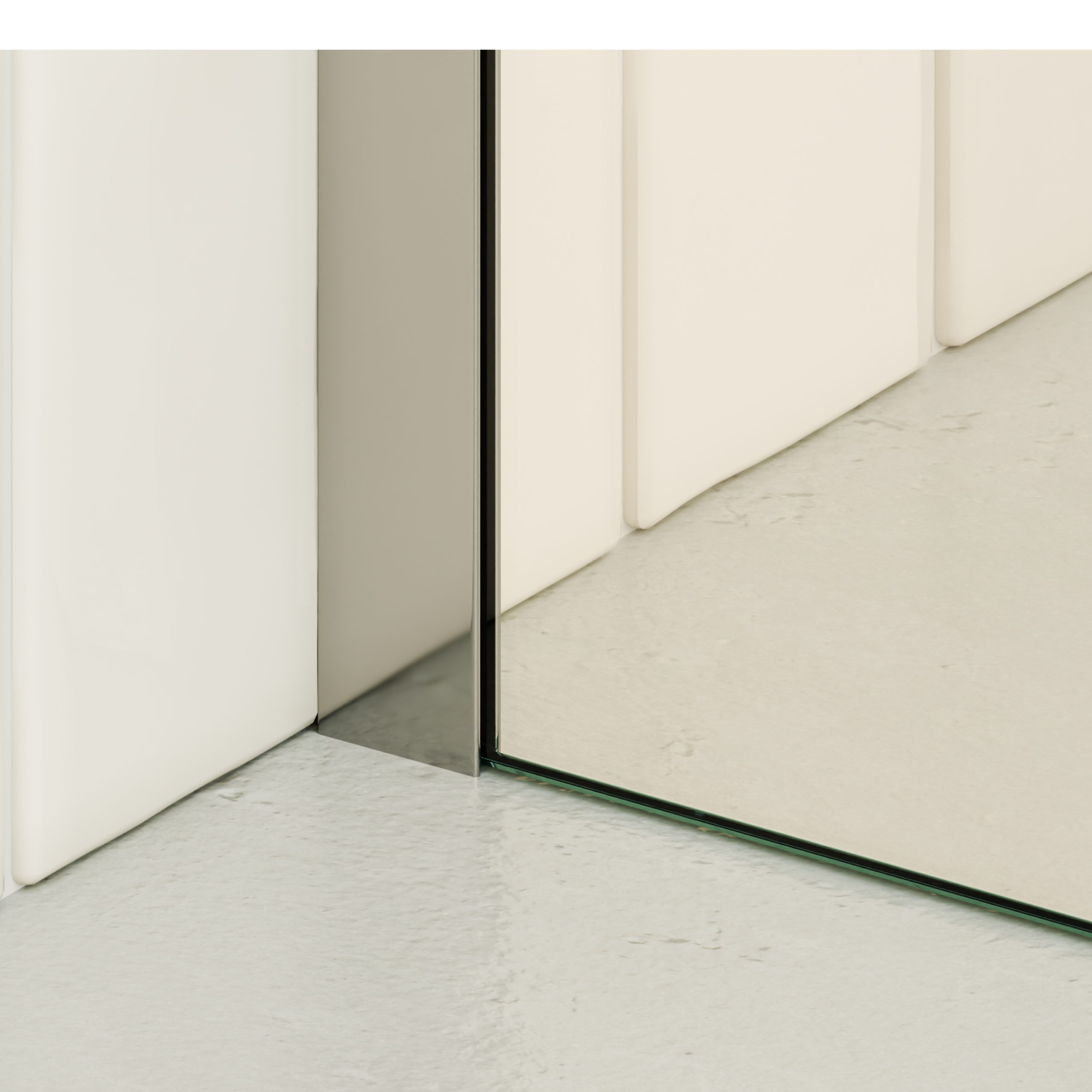 Fiona – Walk-In Shower made of 10 mm thick partially frosted ESG safety glass and stainless steel profile.