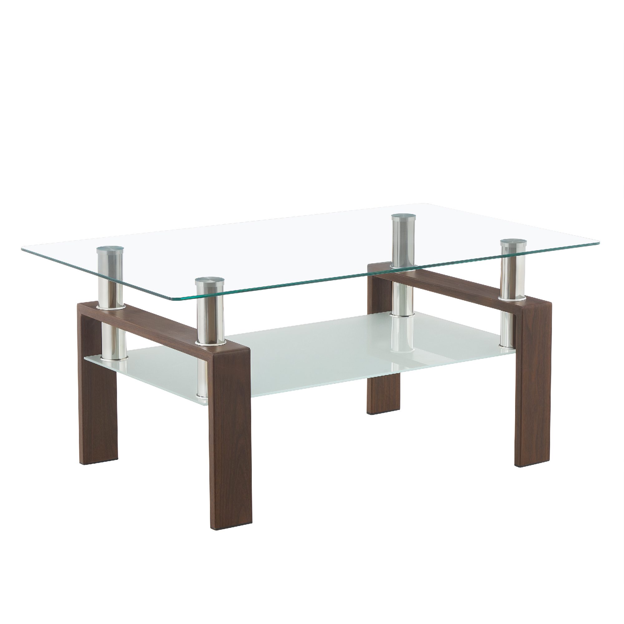 Coffee Table PORTER made of Glass/Metal with Walnut-Colored Wood