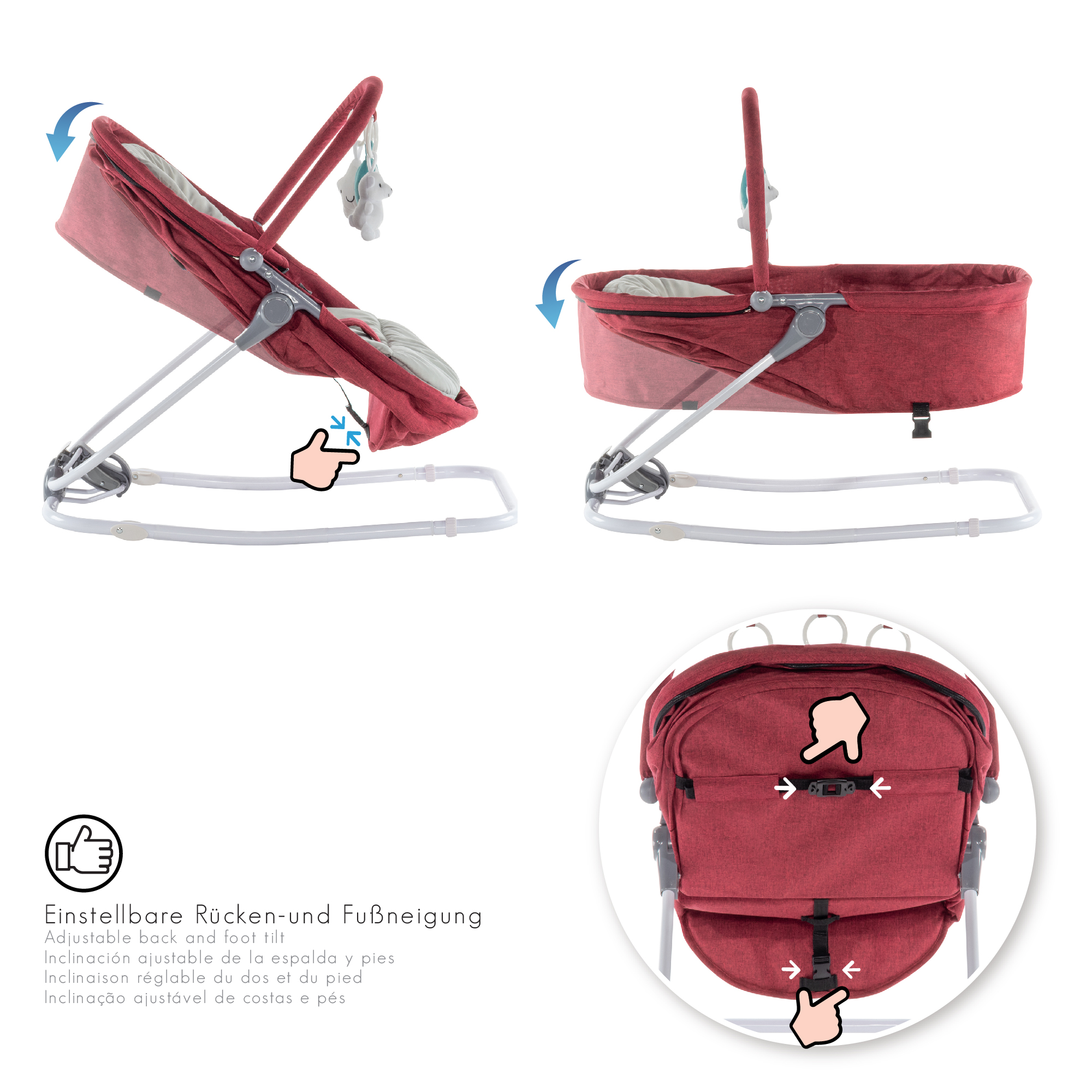 DE-Artboard 9Vieno Babywippe VIGO Babywiege mit abnehmbarem Bezug und Spielebogen