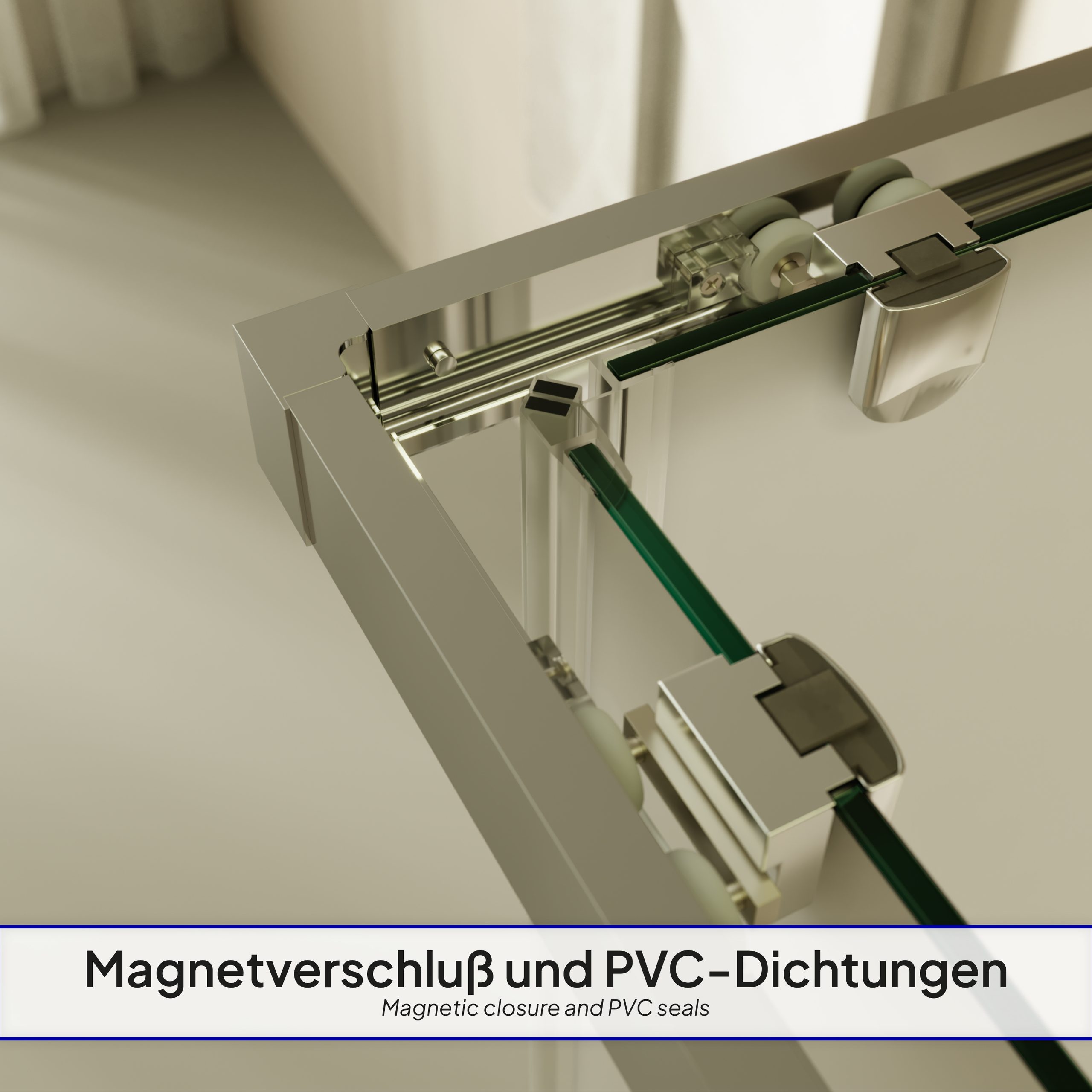 Corner Entry Diana with Sliding Doors made of Satin-Finished ESG Safety Glass