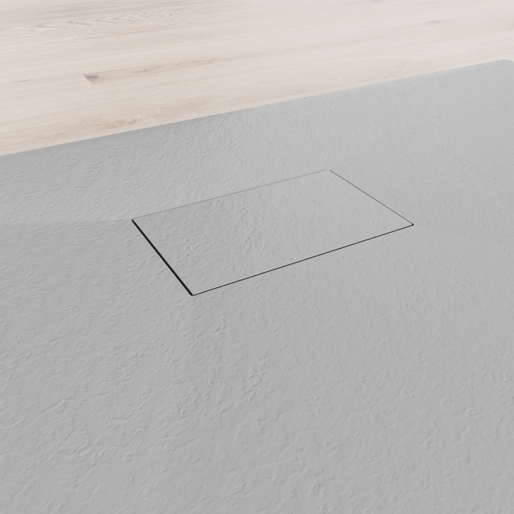SMC Shower Tray Boreal in Stone Look with Drain Assembly - Grey