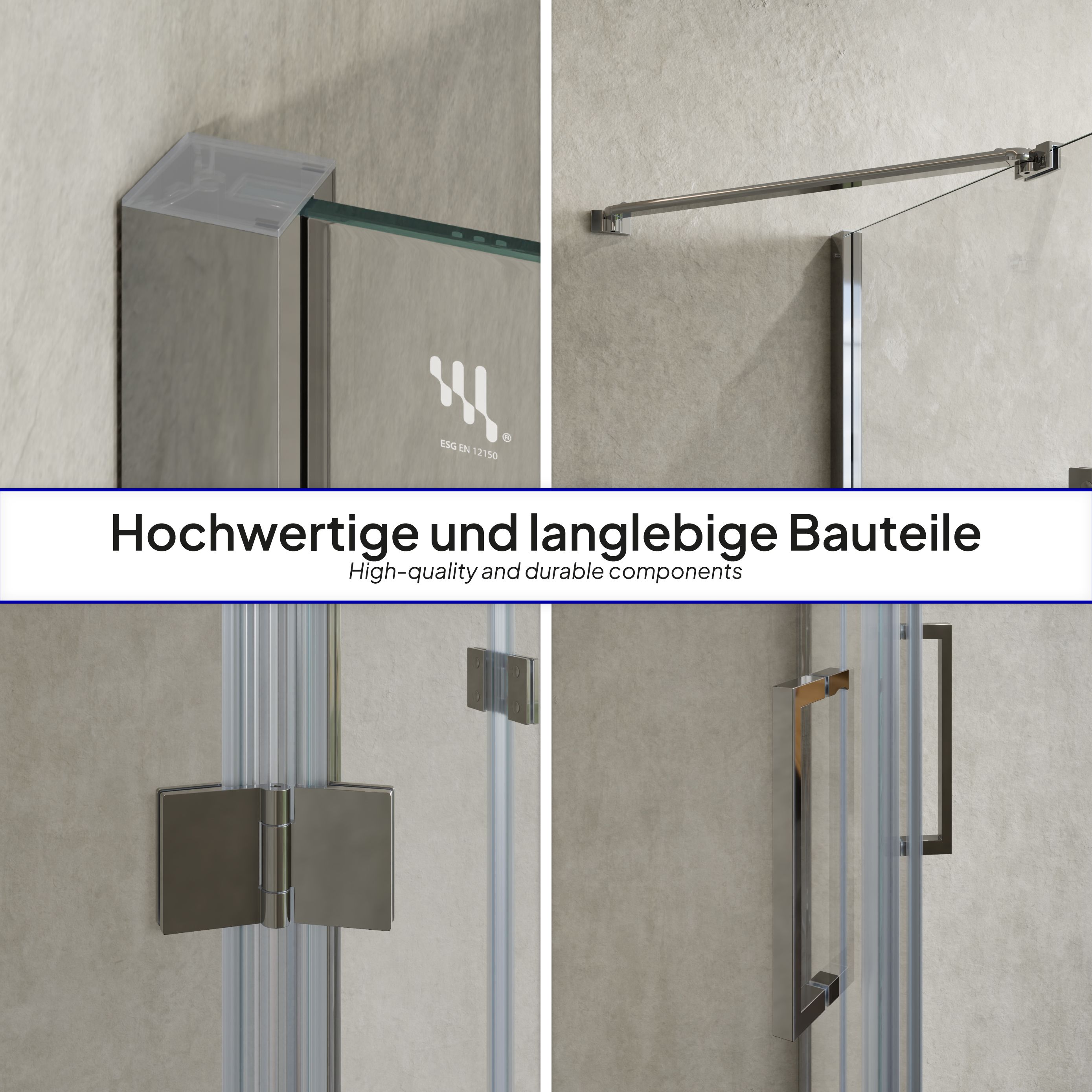 Corner Entry Celine with Folding Doors Made of ESG Safety Glass