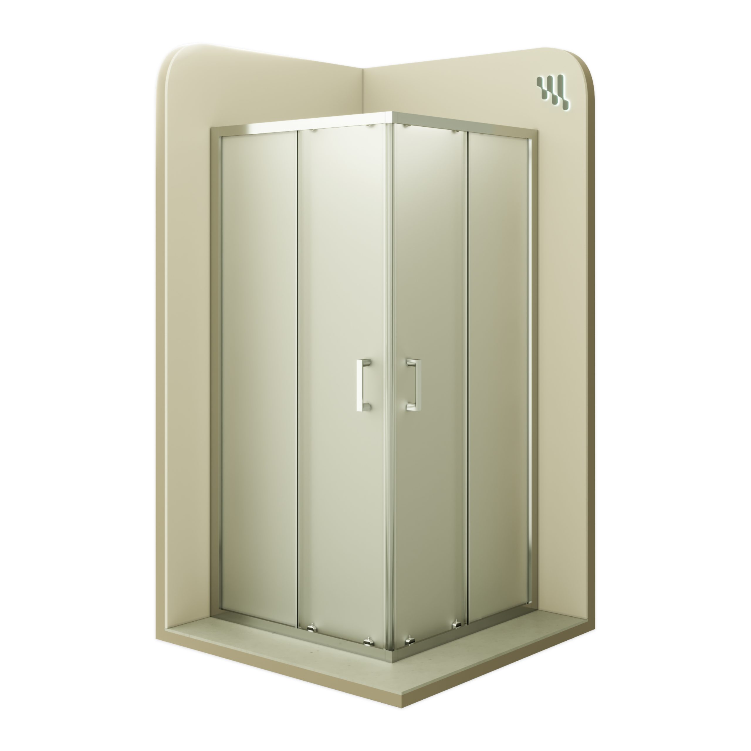 Corner Entry Diana with Sliding Doors made of Satin-Finished ESG Safety Glass