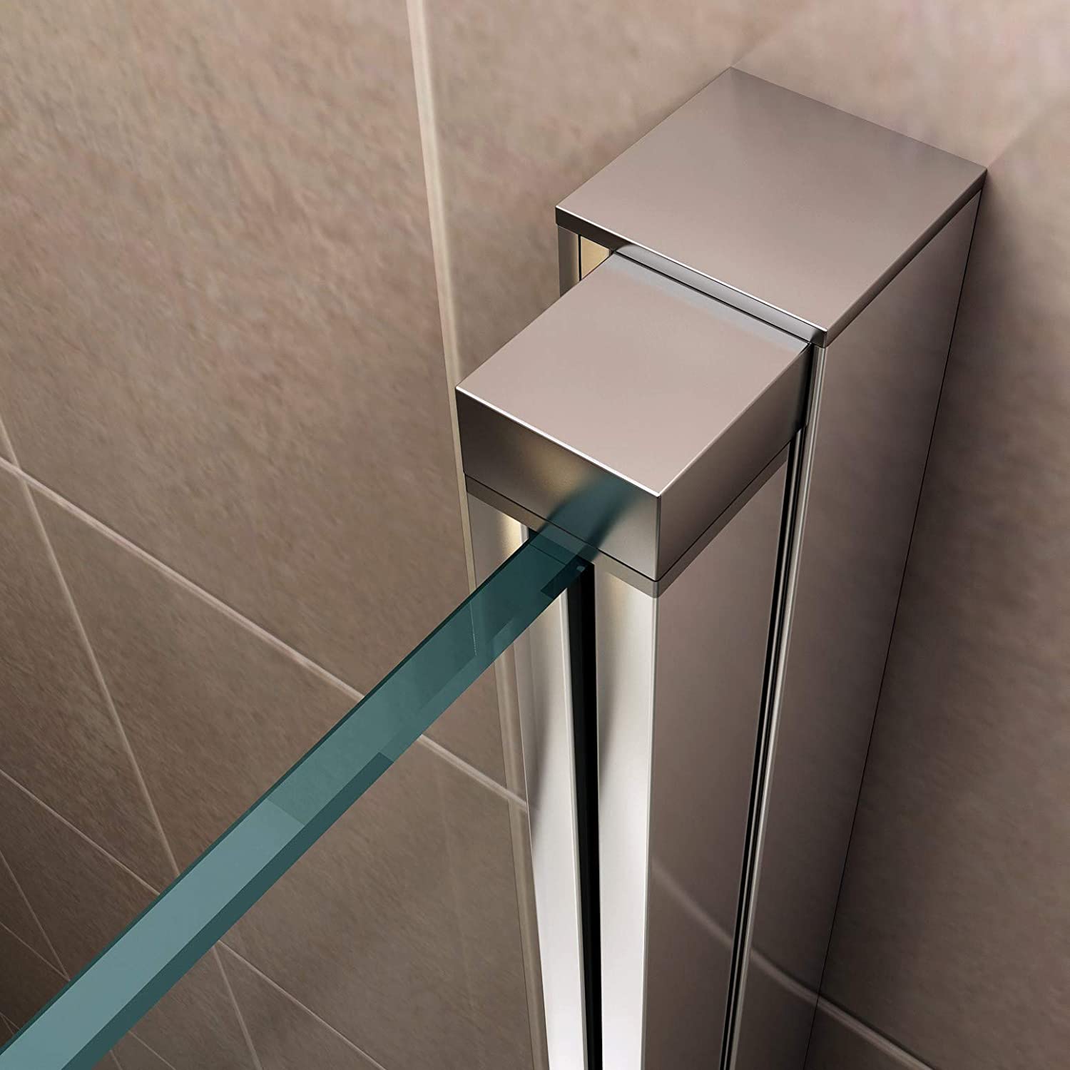 Eckeinstieg Matilde mit Falttüren aus teilsatiniertem ESG Sicherheitsglas Eckeinstieg Matilde mit Falttüren aus teilsatiniertem ESG Sicherheitsglas