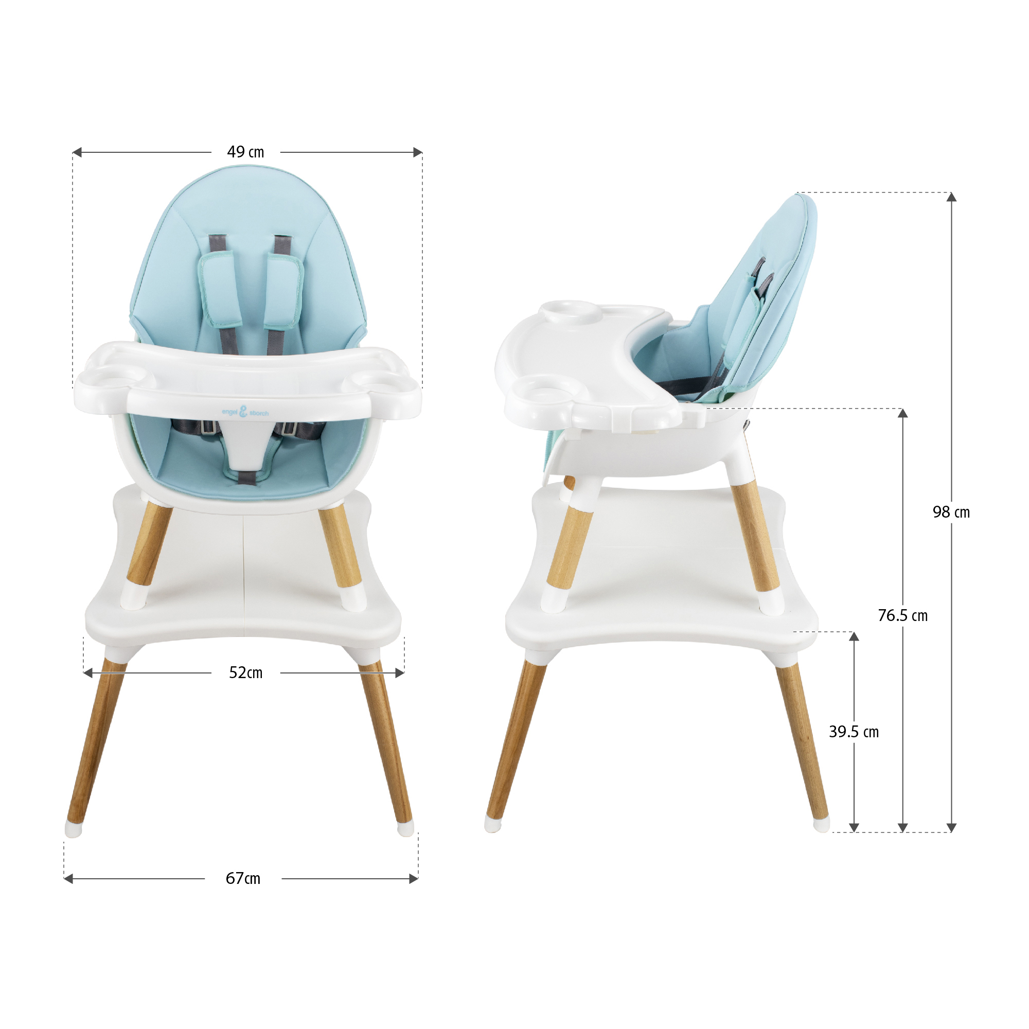 Kinderhochstuhl MIKA Babystuhl mit Esstablett und Stuhl + Tisch Set Blau