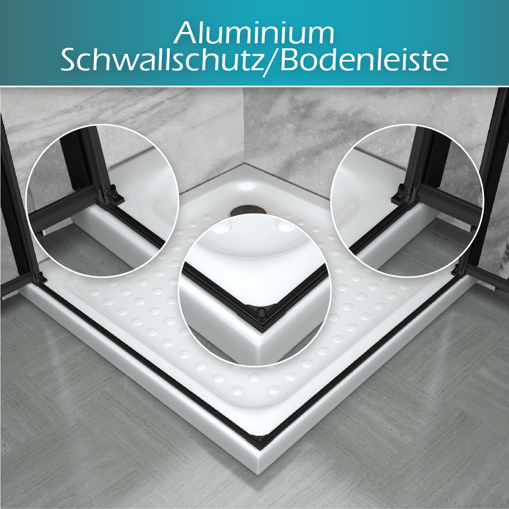 Eckeinstieg Emma BLACK mit Falttüren aus ESG Sicherheitsglas 70x75 cm-180 cm Eckeinstieg Emma BLACK mit Falttüren aus ESG Sicherheitsglas 70x75 cm-180 cm