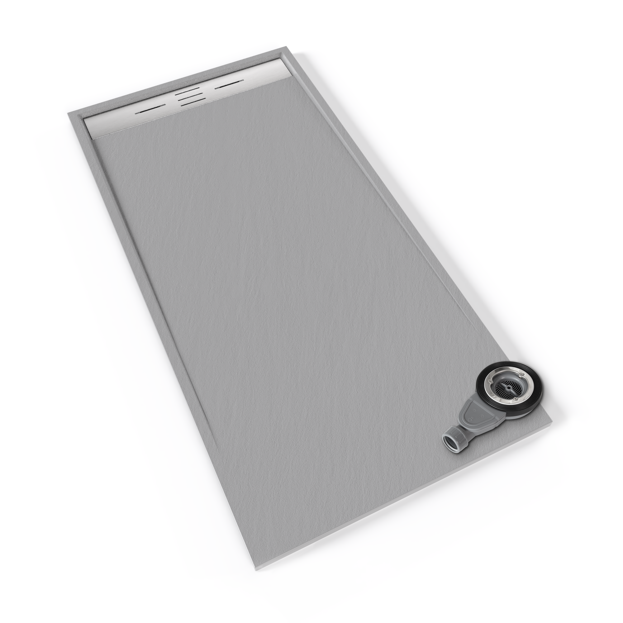 SMC Shower Tray Hiemal in Slate Look, including Gray Drain Assembly with Stainless Steel Cover Hiemal – SMC Shower Tray in Slate Look, including Gray Drain Assembly with Stainless Steel Cover