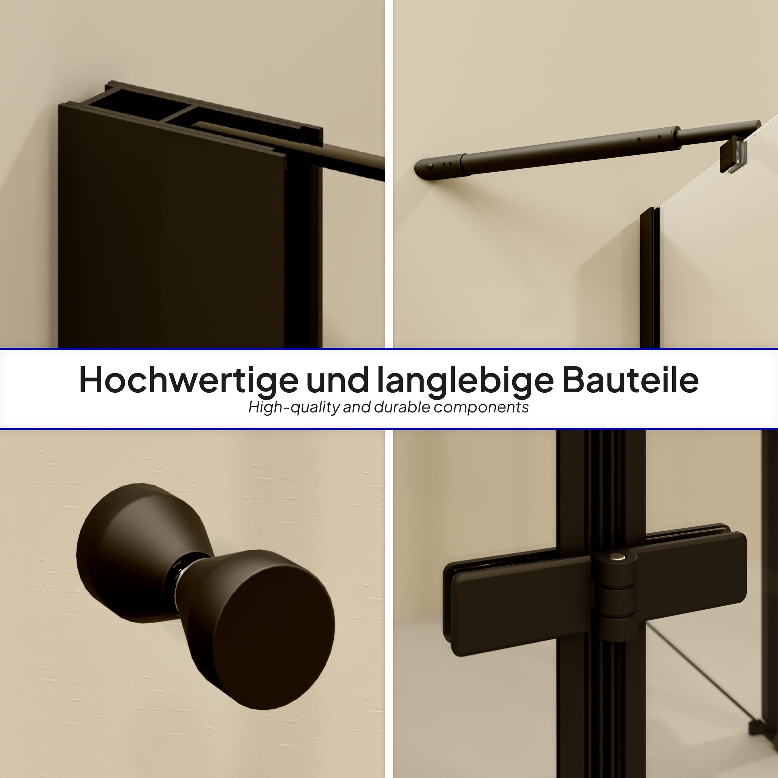 Alice – Corner Entry BLACK with Folding Doors made of ESG Safety Glass