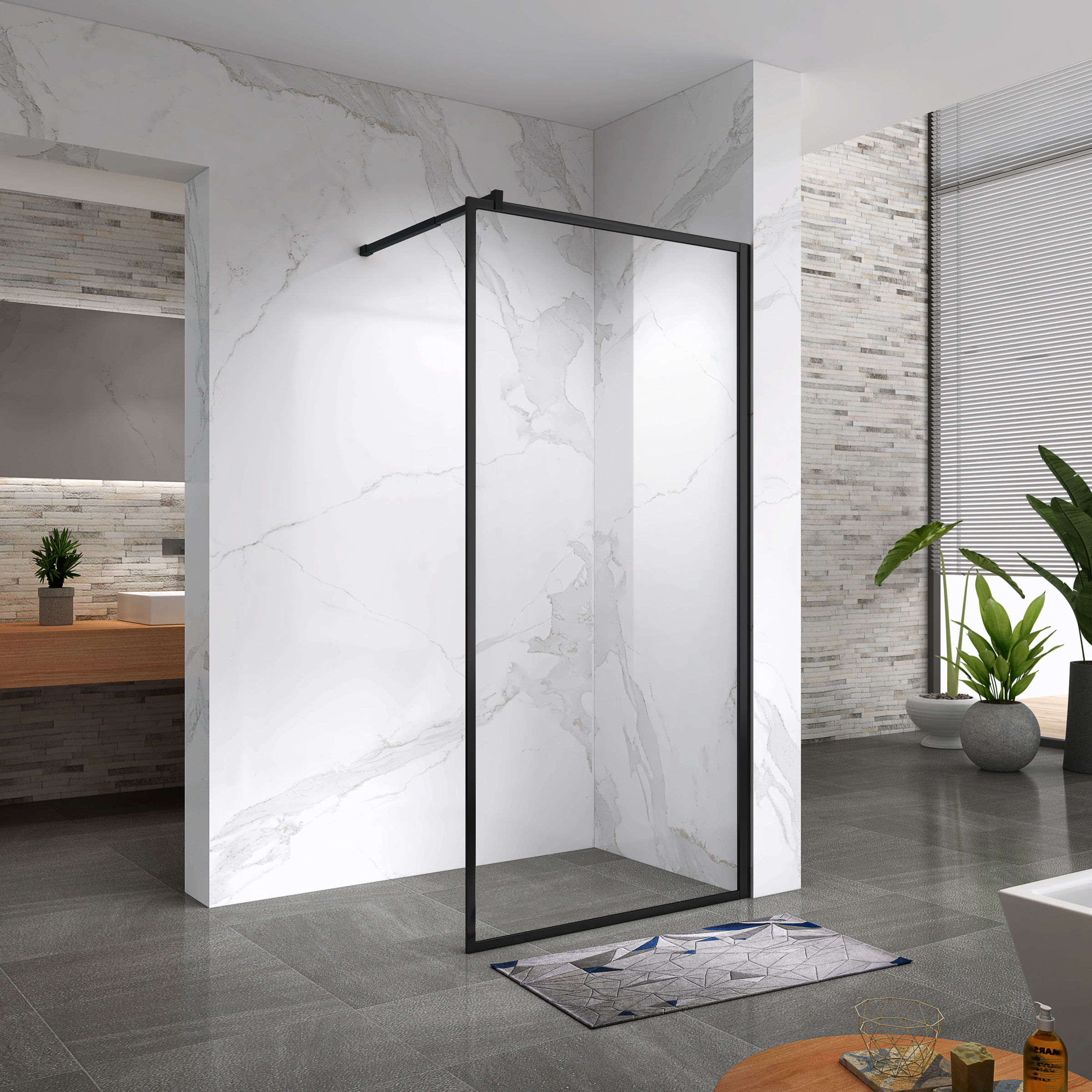 Walk In Dusche Gianna BLACK aus 8 mm starkem durchsichtigem ESG Sicherheitsglas Walk In Dusche Gianna BLACK aus 8 mm starkem durchsichtigem ESG Sicherheitsglas