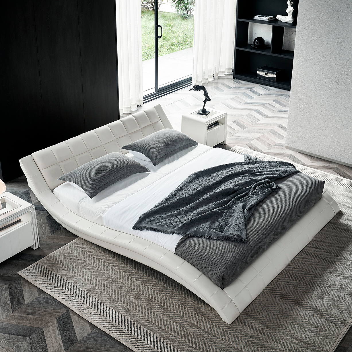 Design Polsterbett Raul in Weiss Design Polsterbett Raul in Weiss 200x200 cm