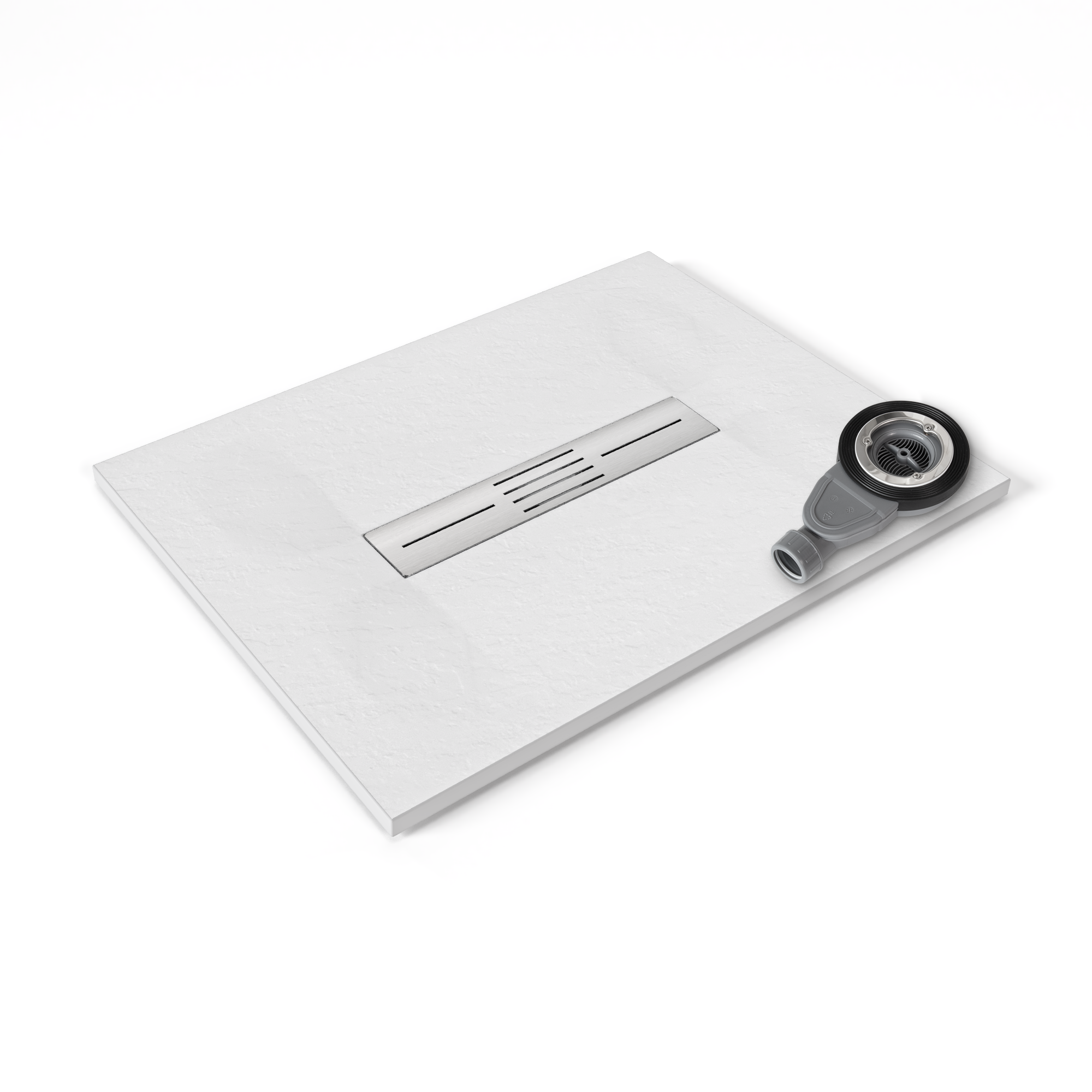 Lumia – SMC Duschwanne in Schieferoptik inkl. Ablaufgarnitur Weiß