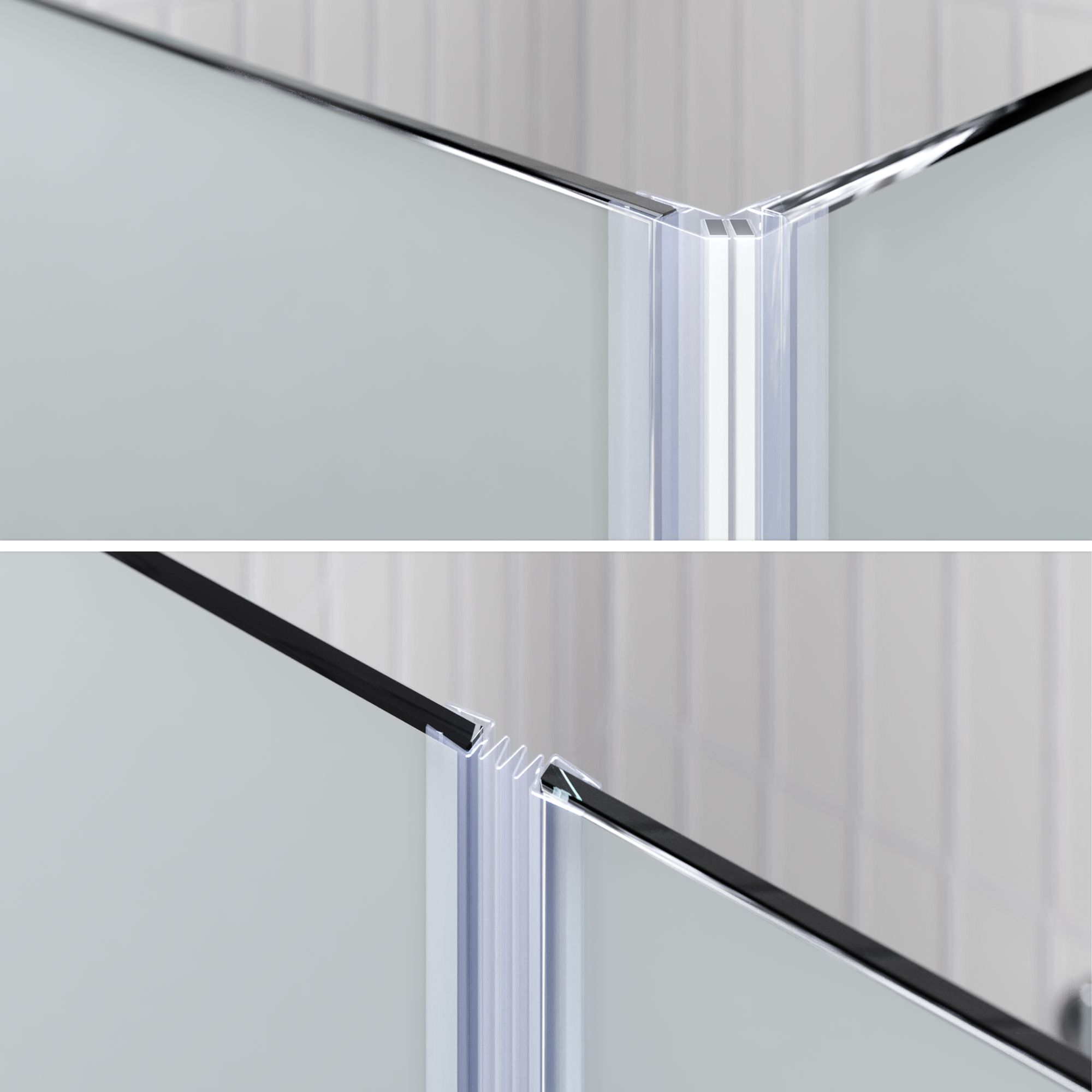 Eckeinstieg Emma mit Falttüren aus satiniertem ESG Sicherheitsglas