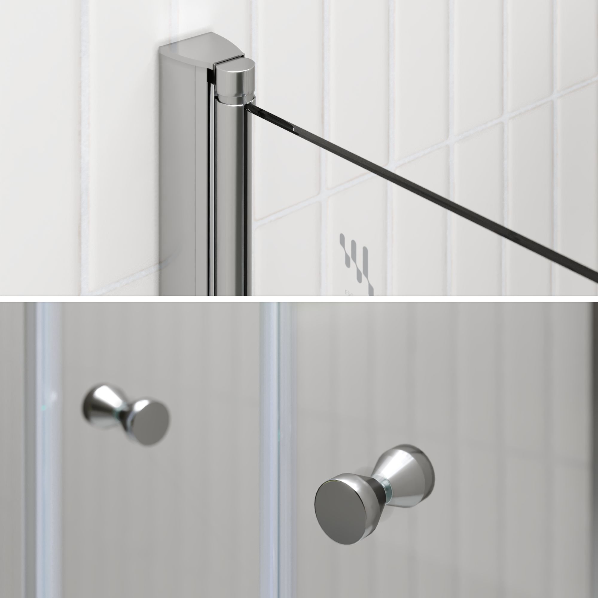 Eckeinstieg Gaia mit Pendeltüren aus ESG Sicherheitsglas Eckeinstieg Gaia mit Pendeltüren aus ESG Sicherheitsglas