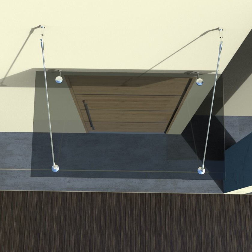 Glasvordach Edelstahl Türvordach Glas Halterung Haustür Getönt VSG 160x90cm 2 Halterungen