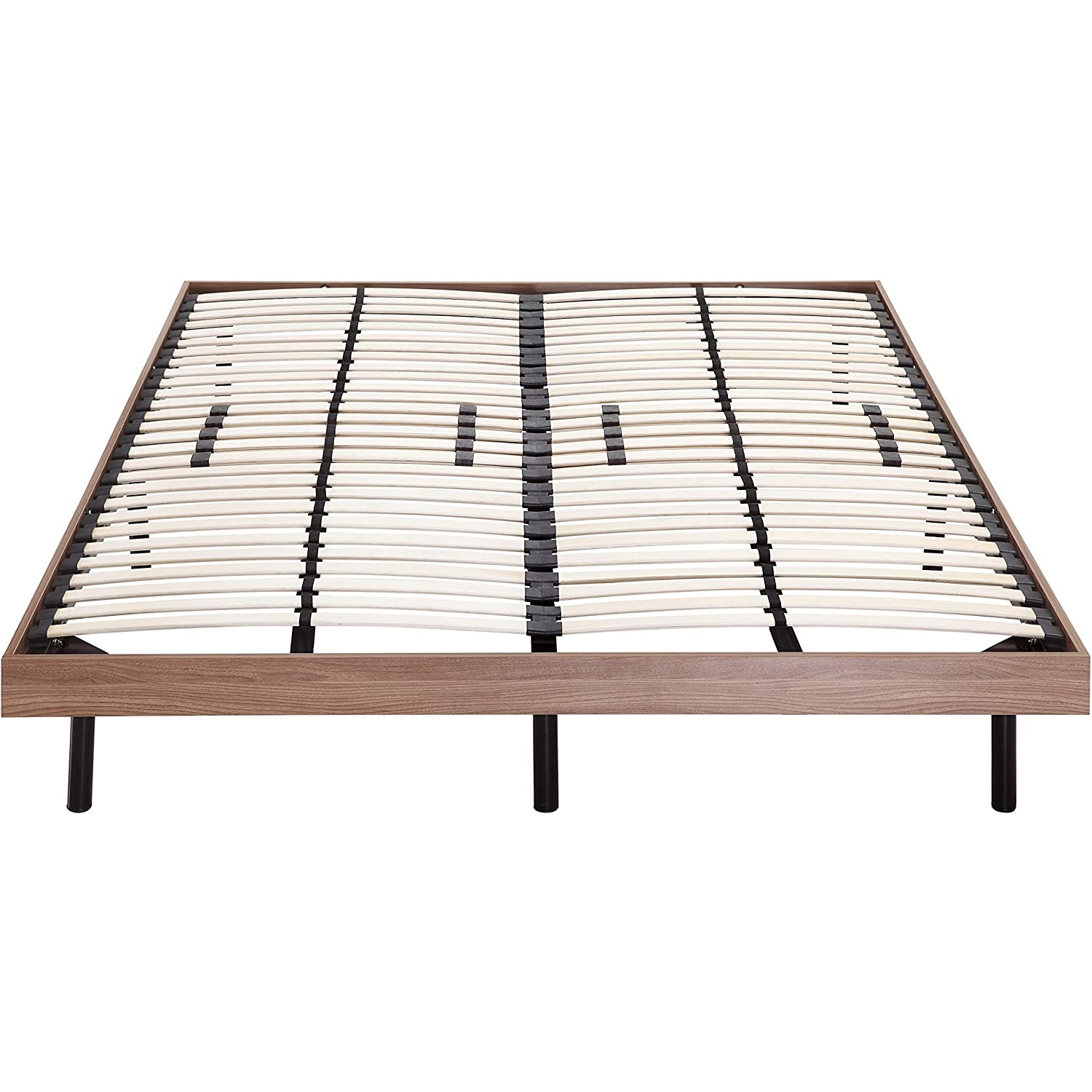 Holz-Rahmenbett - 140x200 cm Eiche dunkel Gästebett Metallbett mit Holzrahmen in verschiedenen Farben