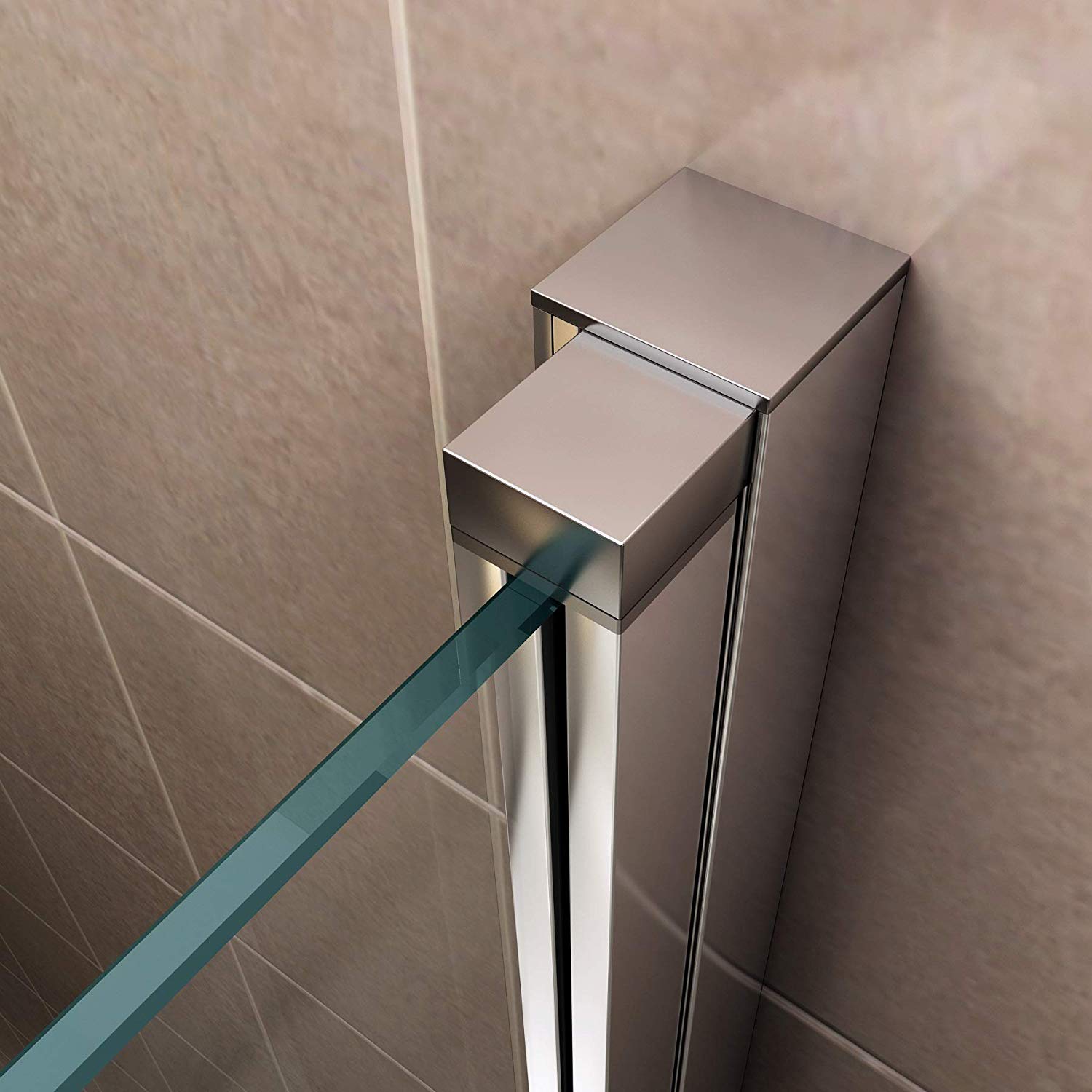Duschtür Lara mit Pendeltüren und Edelstahlgriffe 68-140 cm aus teilsatiniertem ESG Sicherheitsglas