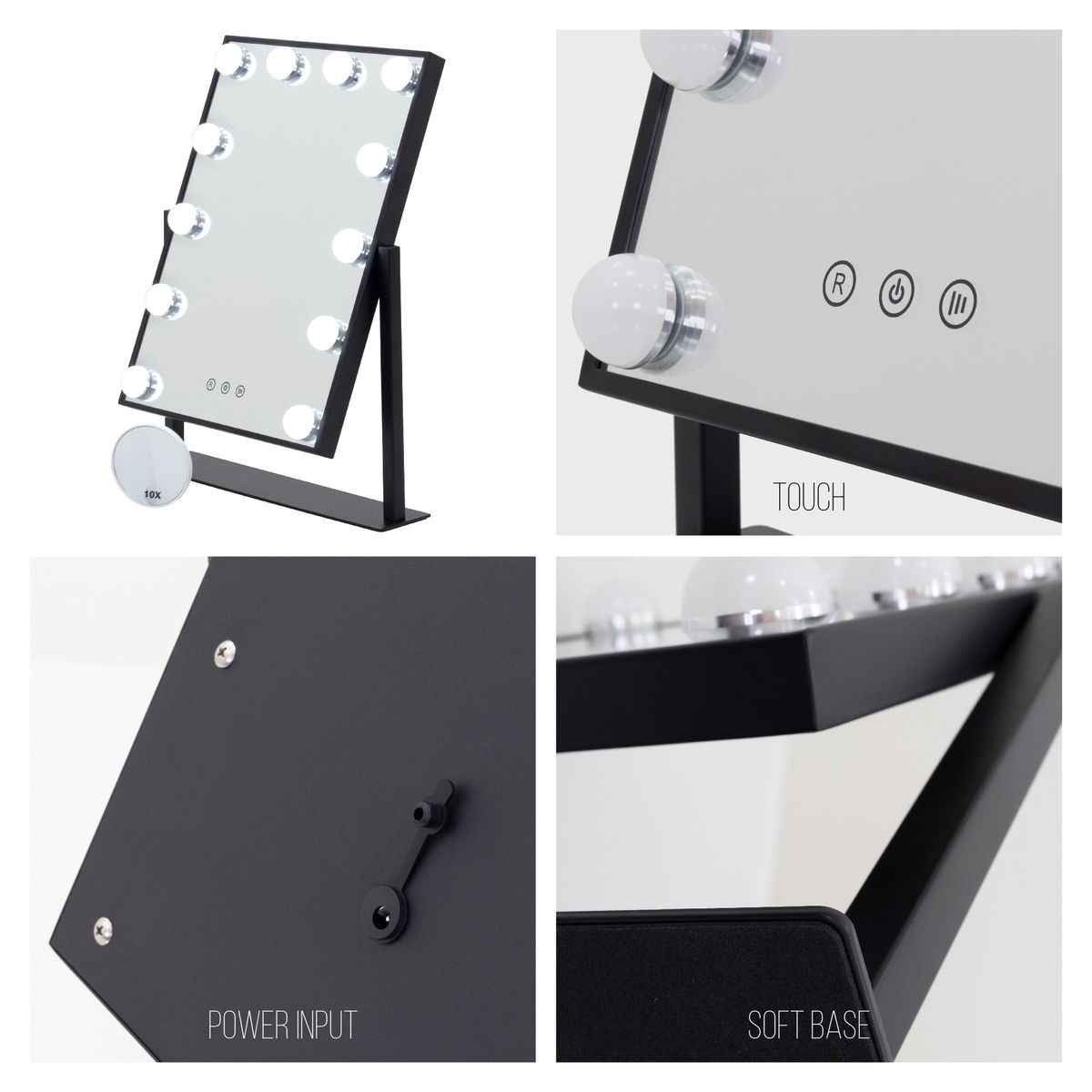 Schminkspiegel Bulb LITTLE mit 12 dimmbaren LED-Lampen Schwarz Schminkspiegel Bulb LITTLE mit 12 dimmbaren LED-Lampen Schwarz