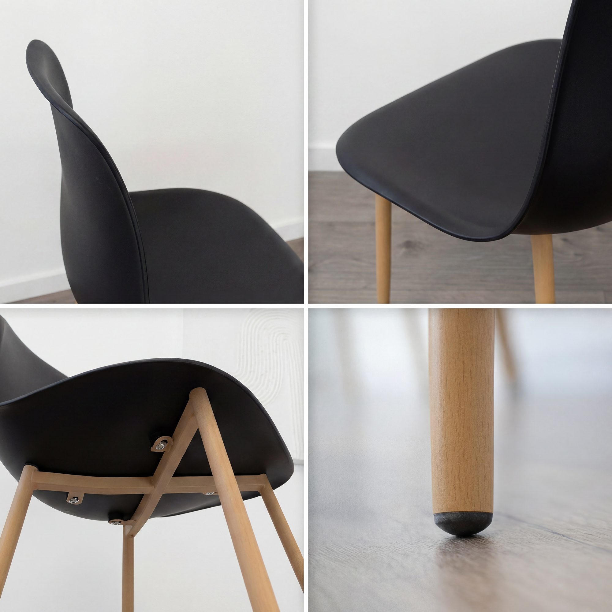 Set Tisch Felicia + 4 Stühle Hemans Schwarz