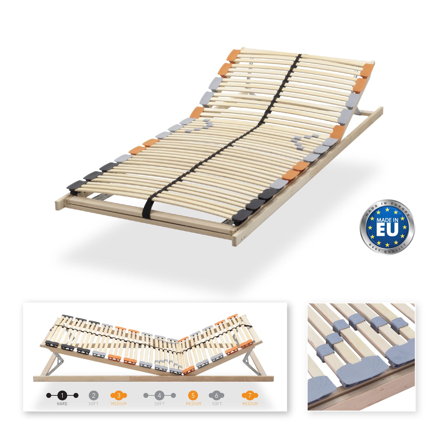 Lattenrost TFlexTrio 7-Zonen mit Kopf- und Fußverstellung Zone – Slatted Frame TFlexTrio 7- with Head and Foot Adjustment
