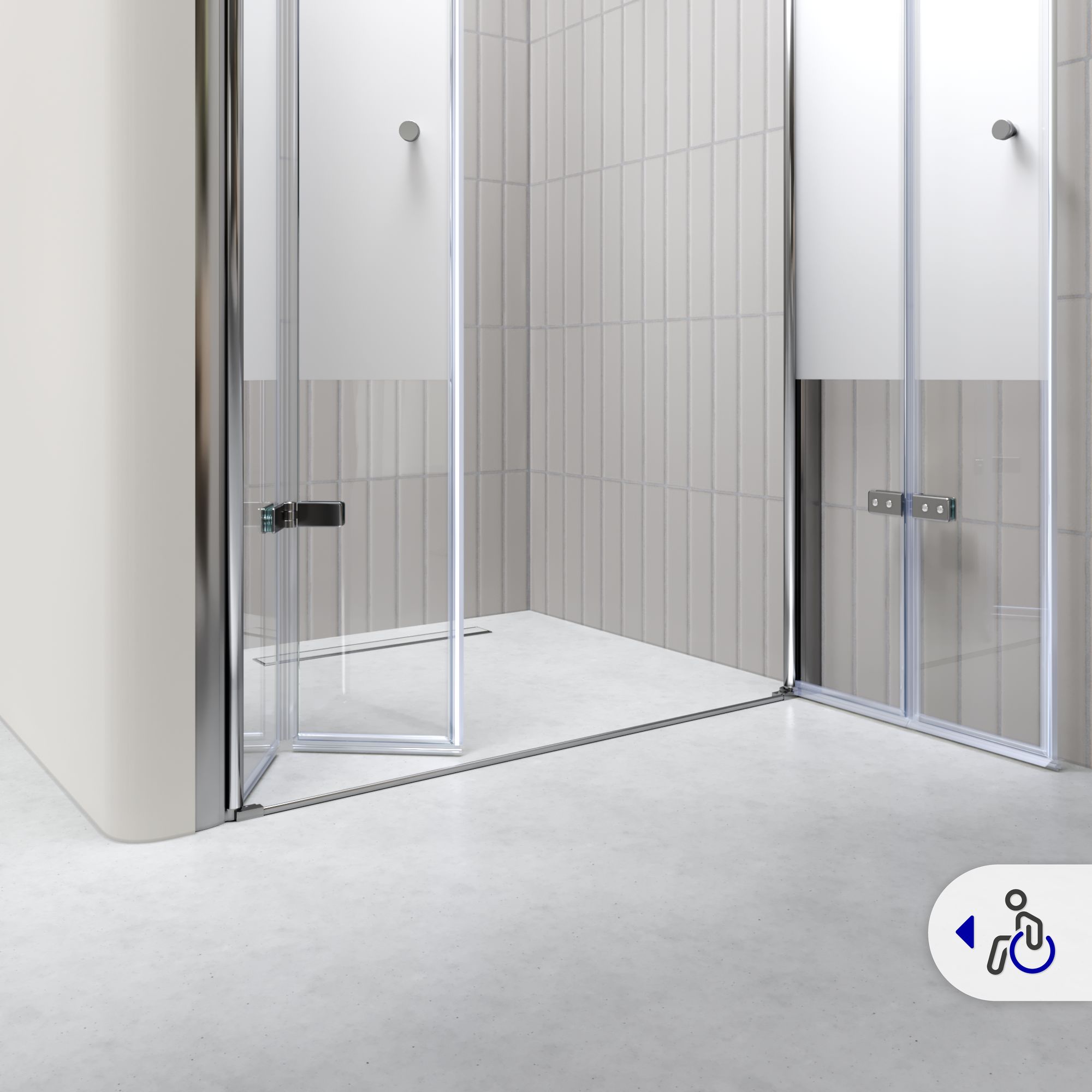 Duschtür Lena mit Falttüren aus teilsatiniertem ESG Sicherheitsglas