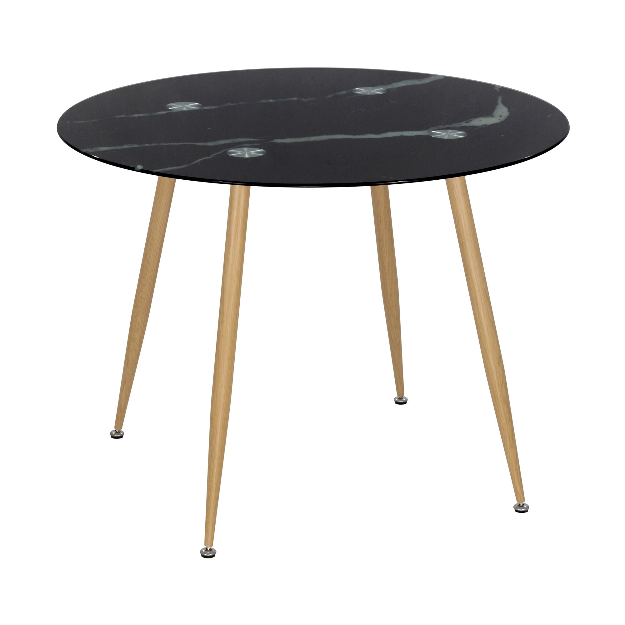 Esszimmer-Tisch CORIN | Tischplatte: Glas in schwarzer Marmor Optik | Beine: Massivholz Esszimmer-Tisch CORIN | Tischplatte: Glas in schwarzer Marmor Optik | Beine:Holz 80 cm