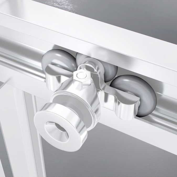 Corner Entry Kaylee WHITE with Sliding Doors made of ESG Safety Glass Corner Entry Kaylee WHITE with Sliding Doors made of ESG Safety Glass