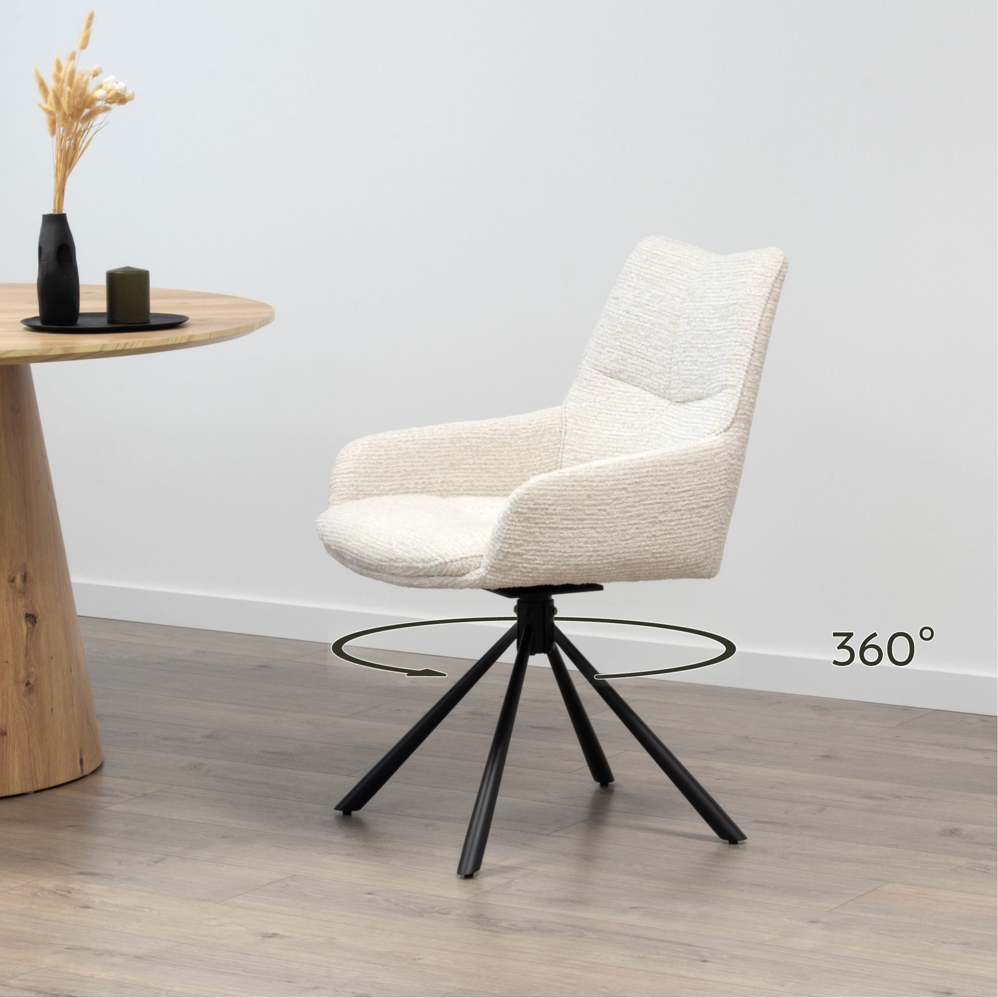 RAINER – Esszimmerstühle mit 360°-Drehfunktion 2er-Set Beige