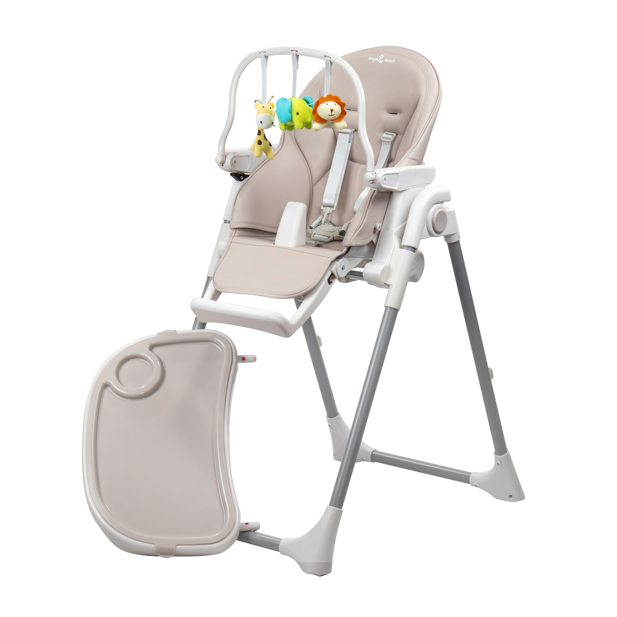 Kinderhochstuhl TANELI Babystuhl Verstellbar Klappbar inkl. Spielebogen Grau