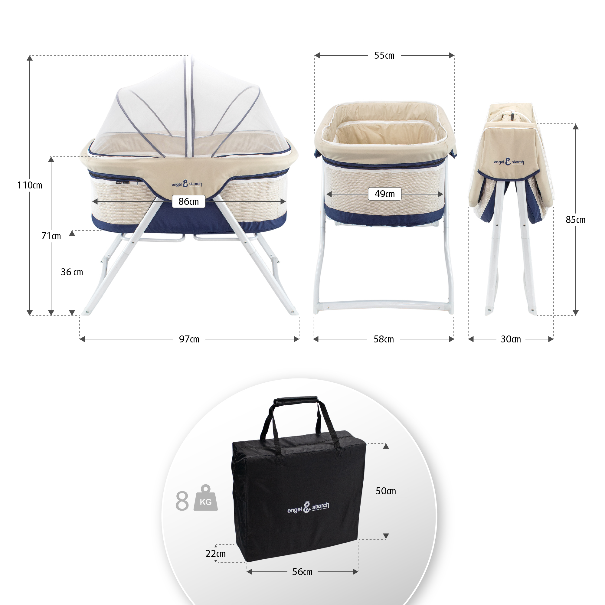 Reisebett BEBITO inkl. Moskitohaube und Tragetasche Blau Reisebett BEBITO inkl. Moskitohaube und Tragetasche Blau