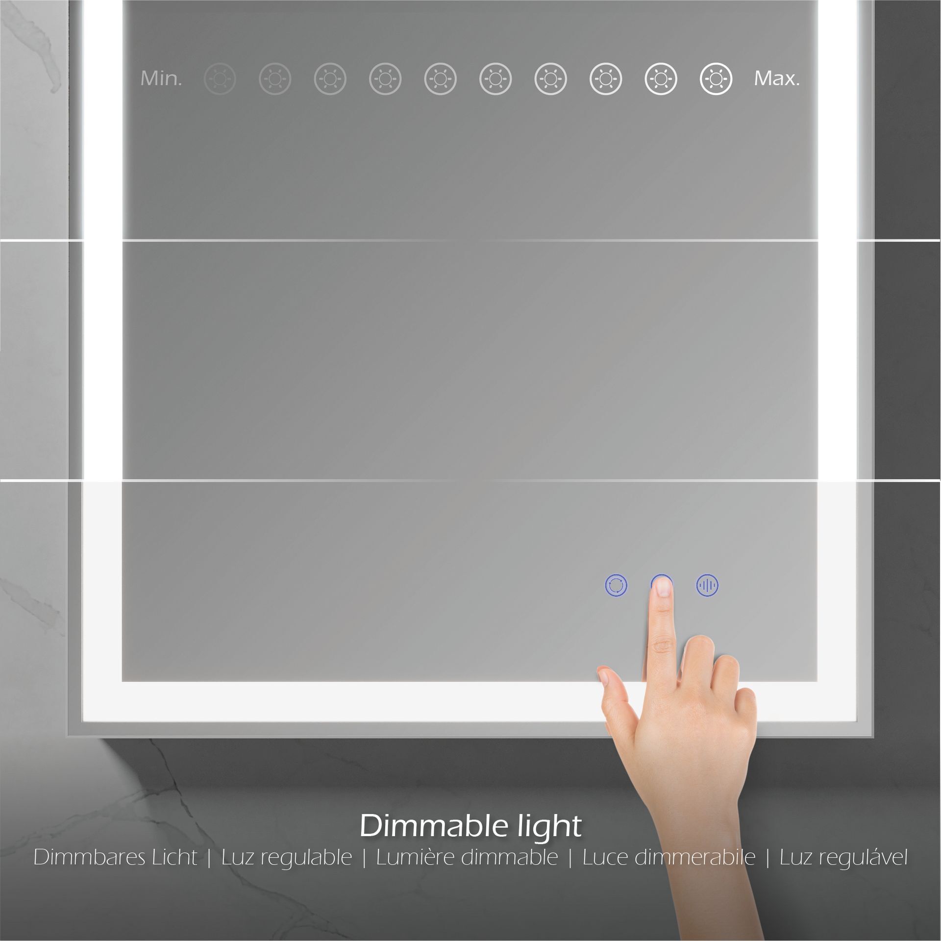 LED Badezimmer Spiegel Cadre mit dimmbarer Beleuchtung, Antibeschlag-Funktion und Farbwechsel
