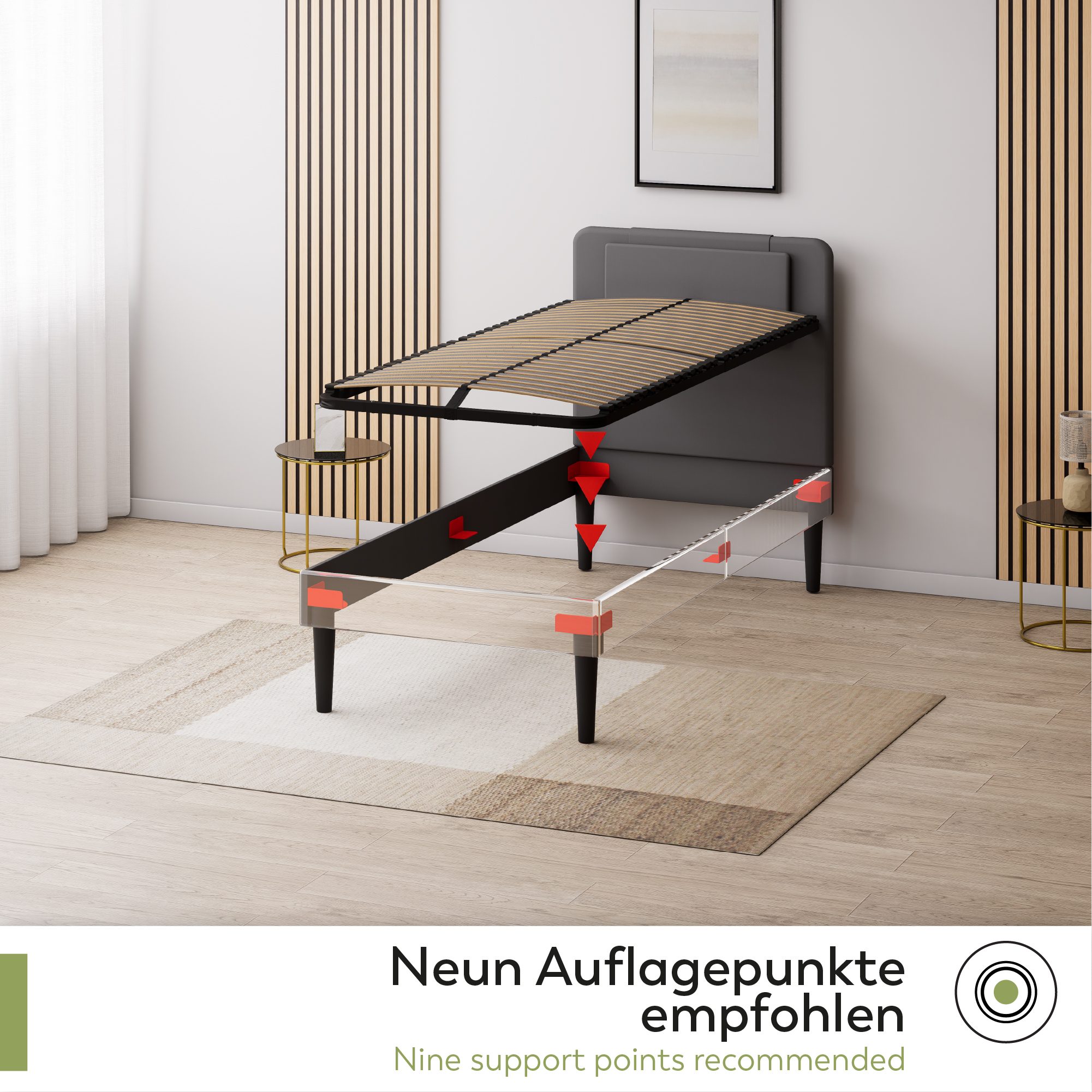 Slatted Frame ORTHO with Sturdy Metal Frame - Suitable for All Mattresses