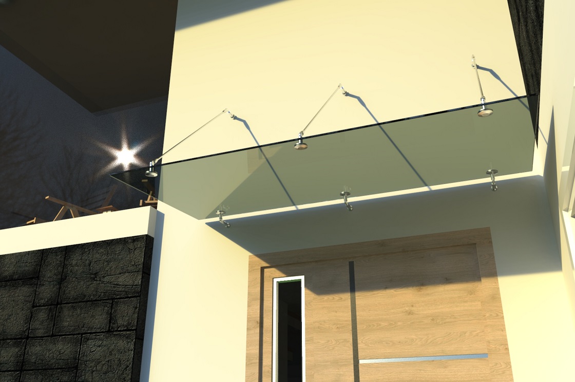 Various – Glass Canopy Stainless Steel Door Canopy Glass Bracket Front Door Tinted Laminated Safety Glass - Sizes