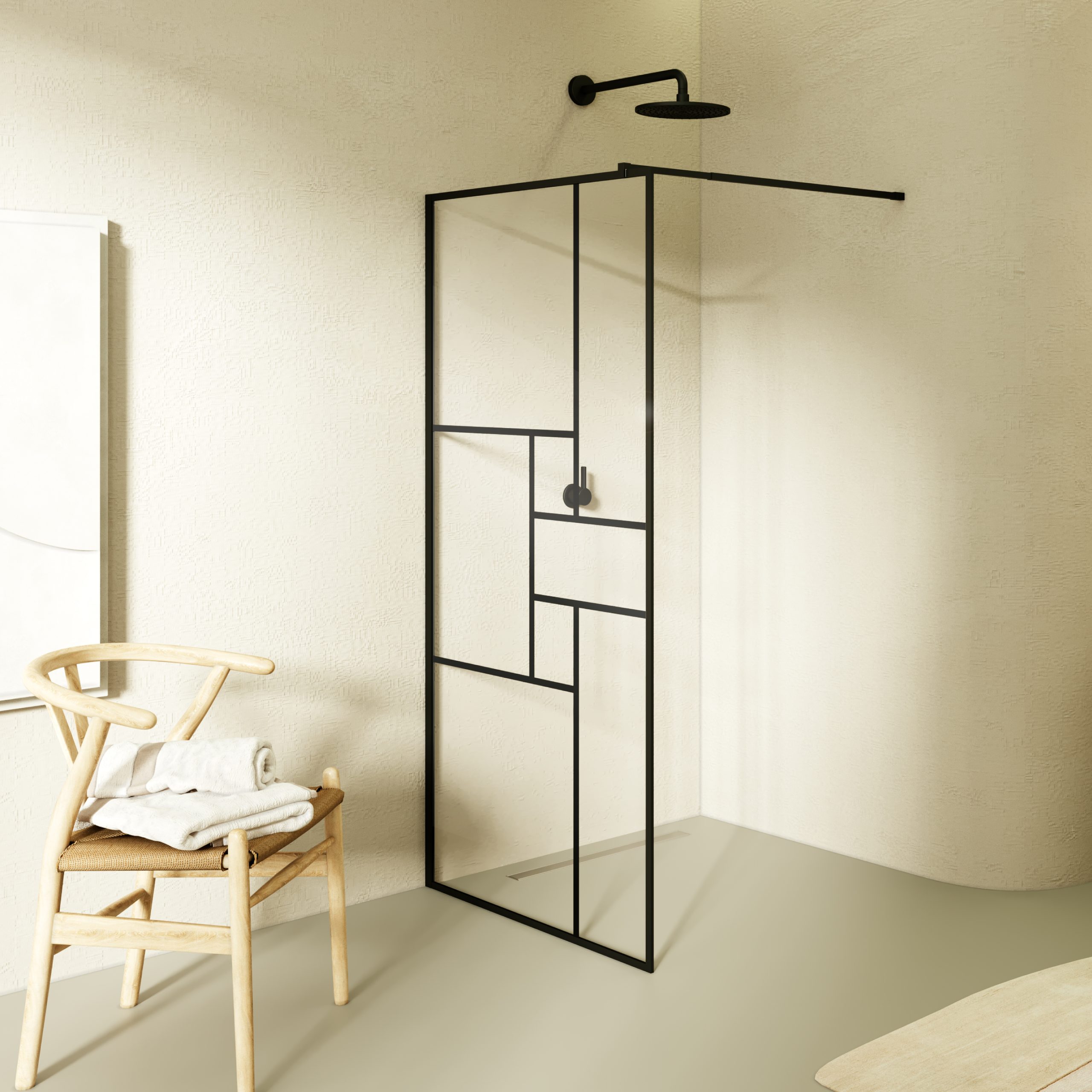 Walk-In Shower Gianna-R BLACK made of 8 mm thick transparent ESG safety glass. Walk-In Shower Gianna-R BLACK made of 8 mm thick transparent ESG safety glass.