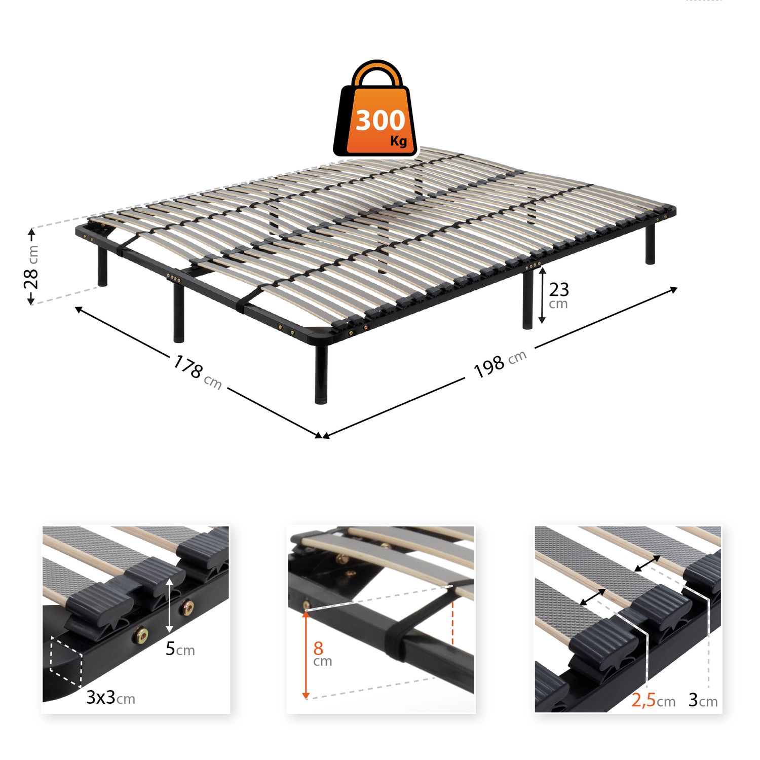 Gästebett Metallbett Ortho für alle Betten und Matratzen geeignet 180x200 cm