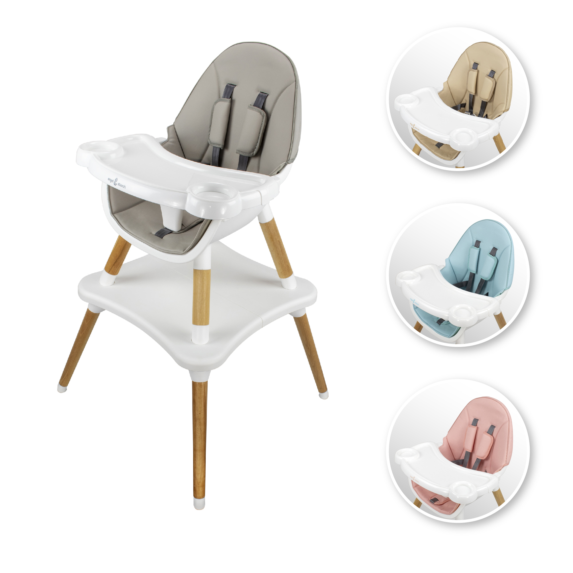 Kinderhochstuhl MIKA Babystuhl mit Esstablett und Stuhl + Tisch Set Grau