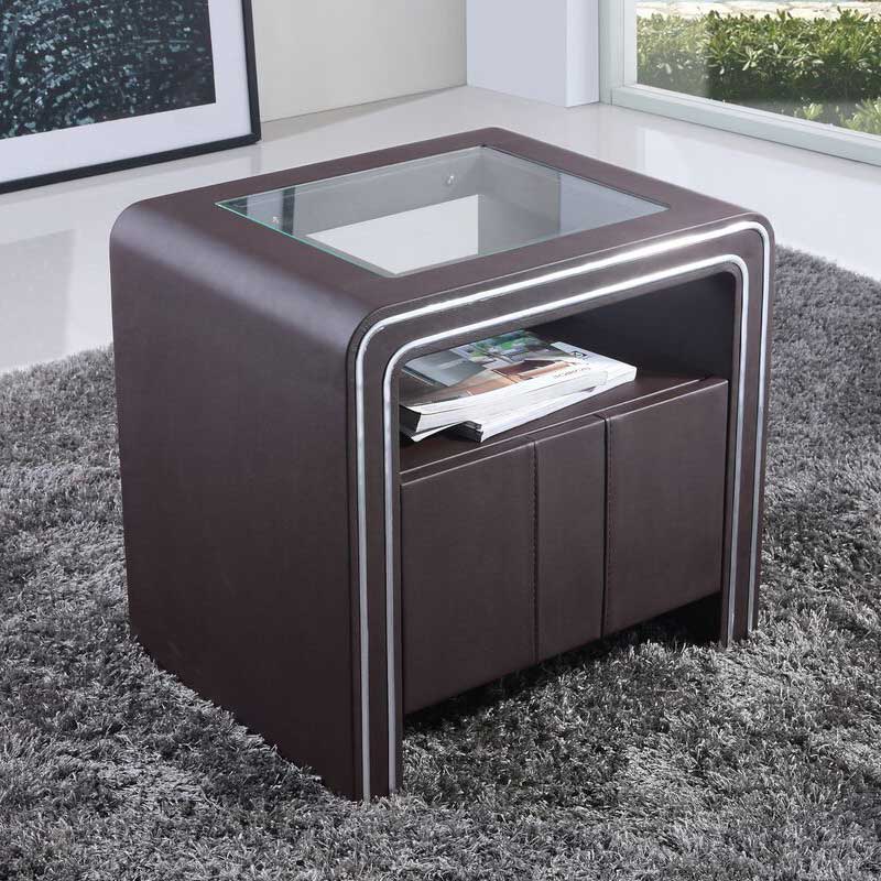Nachttisch Kommode Nachtkonsole Braun aus hochwertigem Kunstleder - S85 Leather – Nightstand Chest Night Console Brown Made of High-Quality Faux - S85