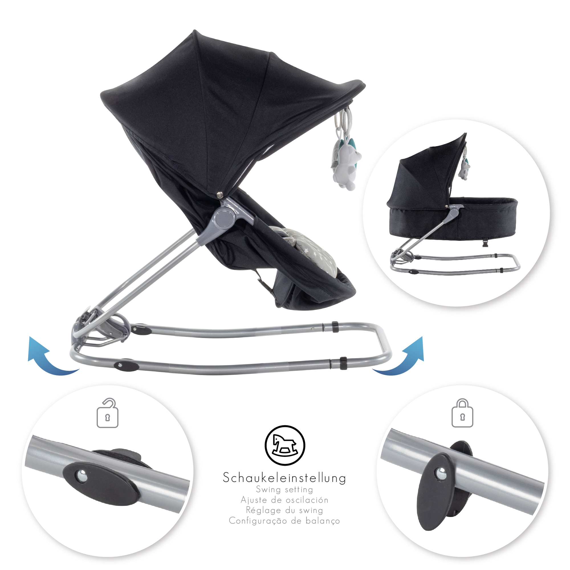 Artboard 3Pavo Babywippe PAVO mit Wiegenfunktion und Spielebogen