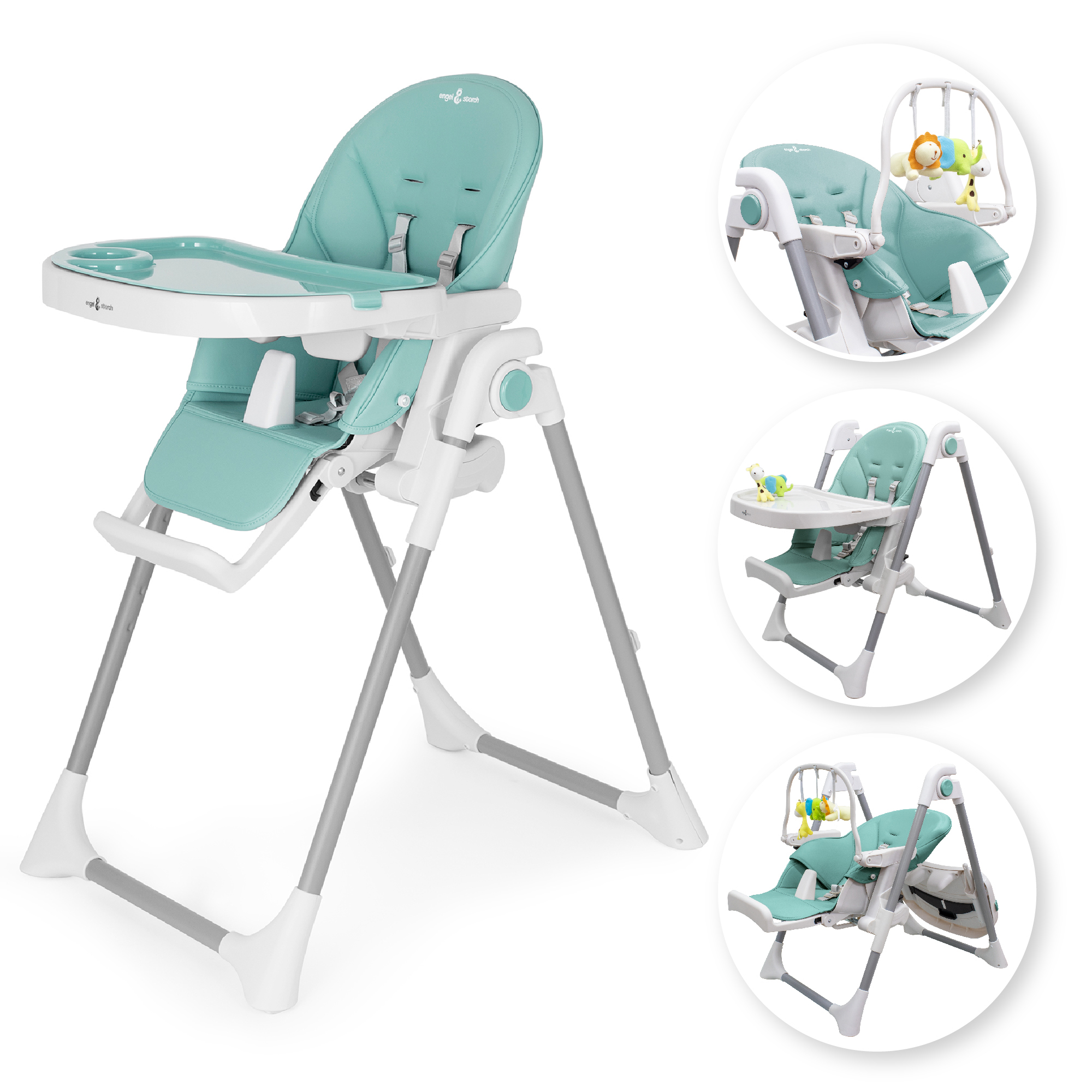 Child High Chair TANELI - Adjustable Baby Chair, Foldable with Play Arch