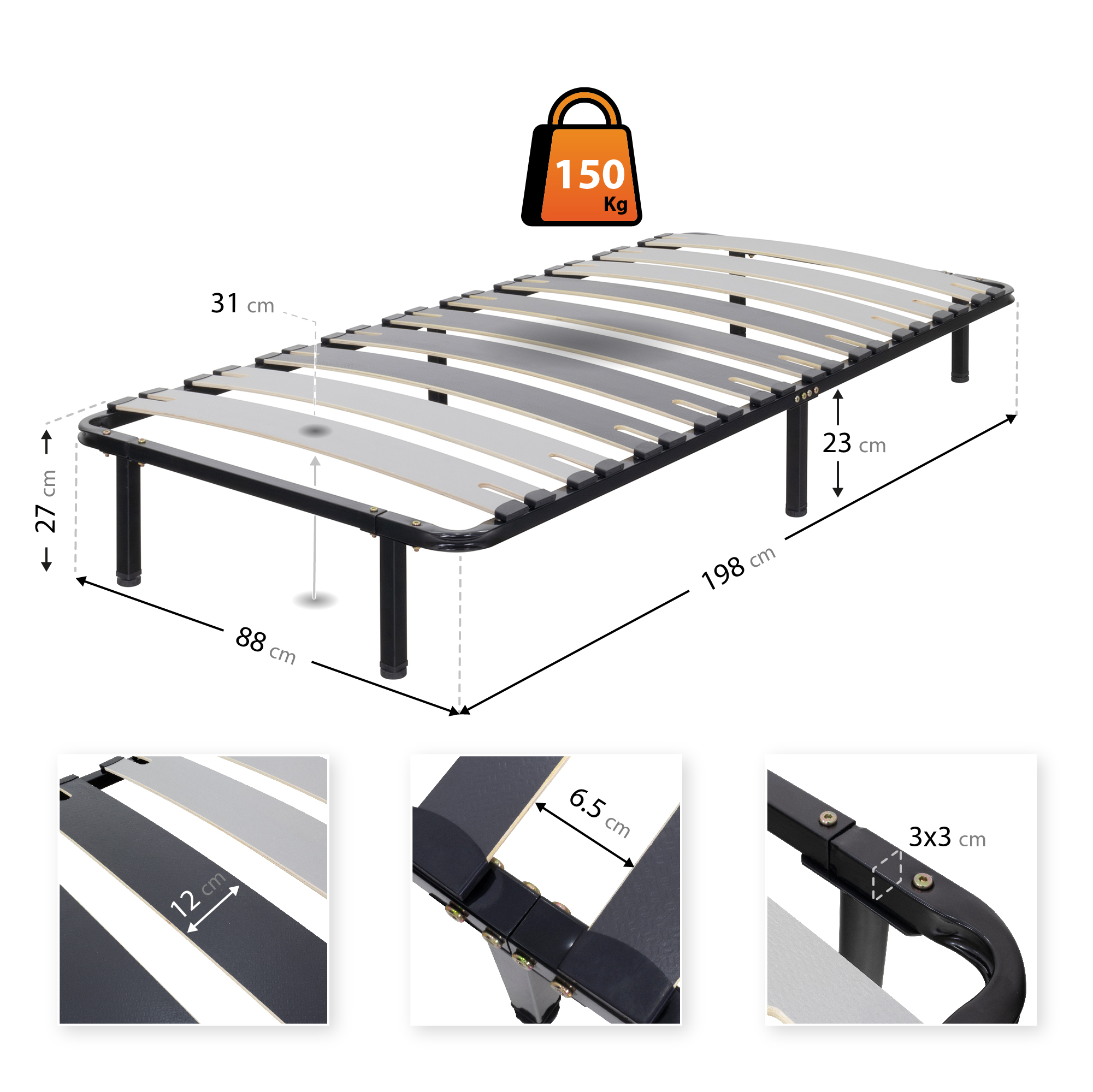Metallbett Deck mit Breiten Latten für alle Betten und Matratzen geeignet 90x200 cm Metallbett Deck mit Breiten Latten für alle Betten und Matratzen geeignet 90x200 cm