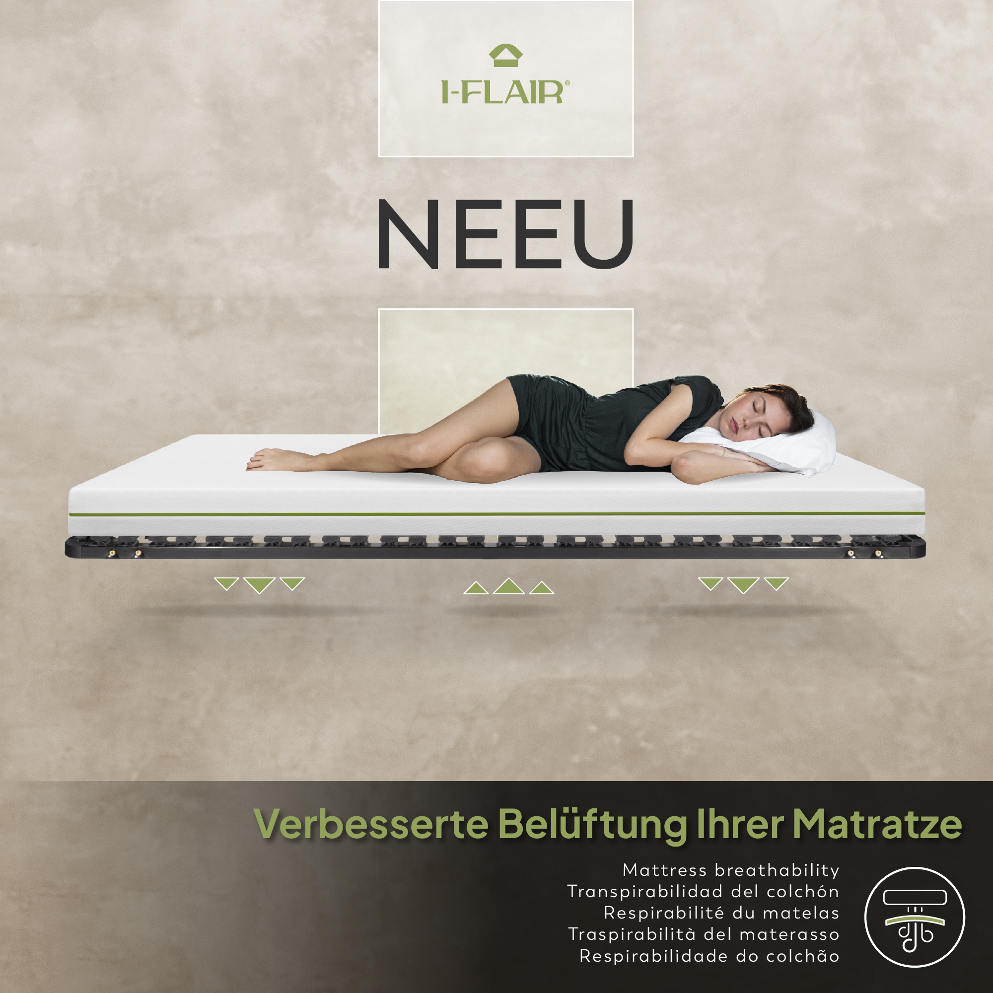 NEEU Slatted Frame with Sturdy Metal Frame - Suitable for All Mattresses