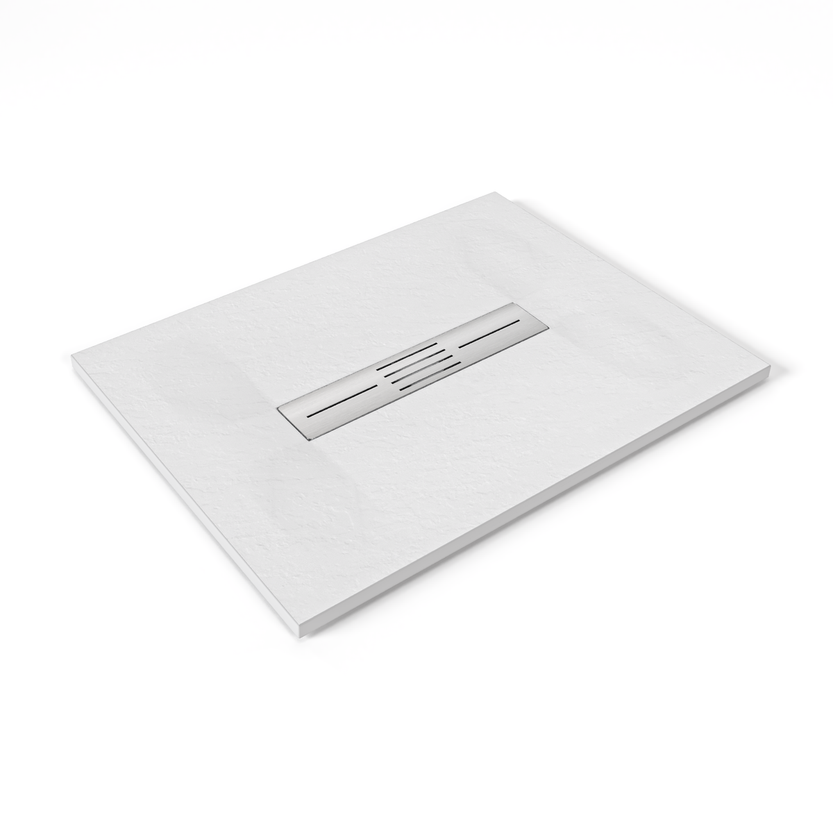 SMC Duschwanne Hiemal in Schieferoptik inkl. Ablaufgarnitur Weiß 80x120 cm