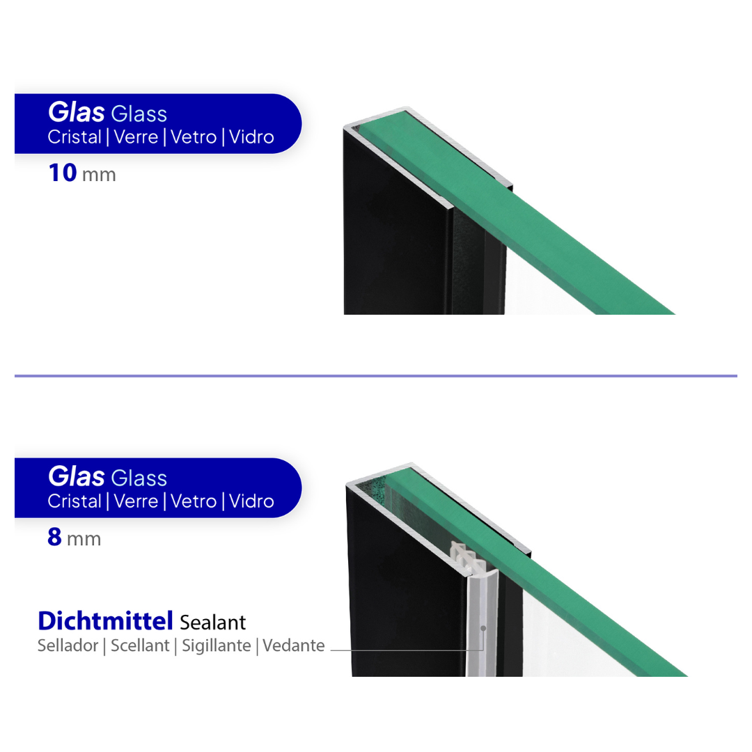 4.png Mattschwarzes Aluminiumprofil für 8 mm Glas – vielseitig einsetzbar an Wand, Boden und Decke – 180 cm/190 cm