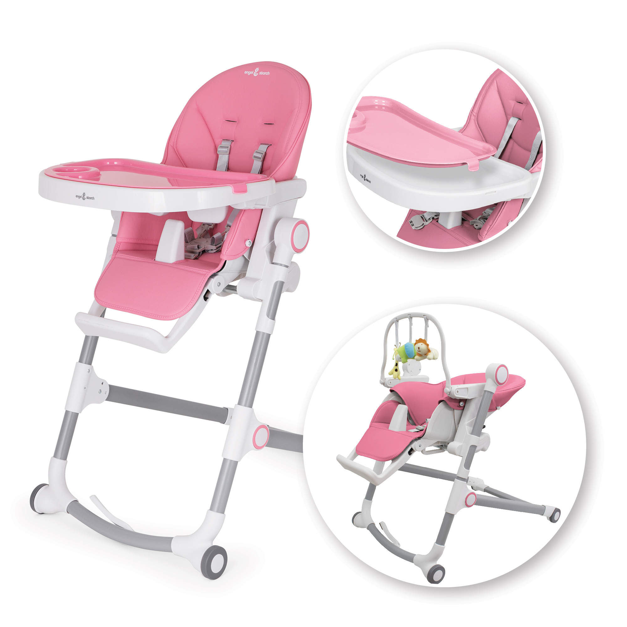 Kinderhochstuhl HUGO Babystuhl Verstellbar Klappbar Kinderhochstuhl HUGO Babystuhl Verstellbar Klappbar Pink