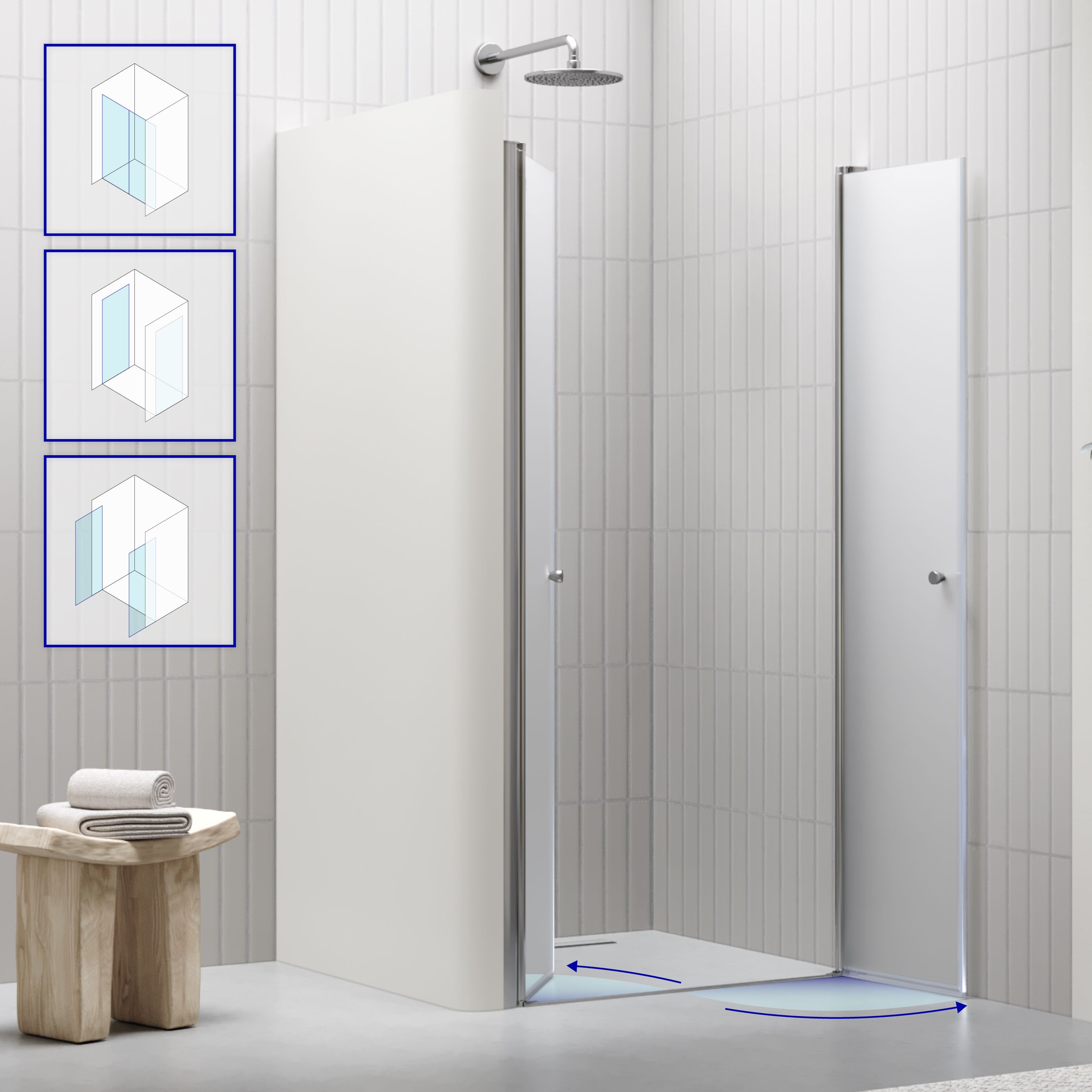 Shower Door Lima with Hinged Doors 68-140 cm made of Frosted ESG Safety Glass