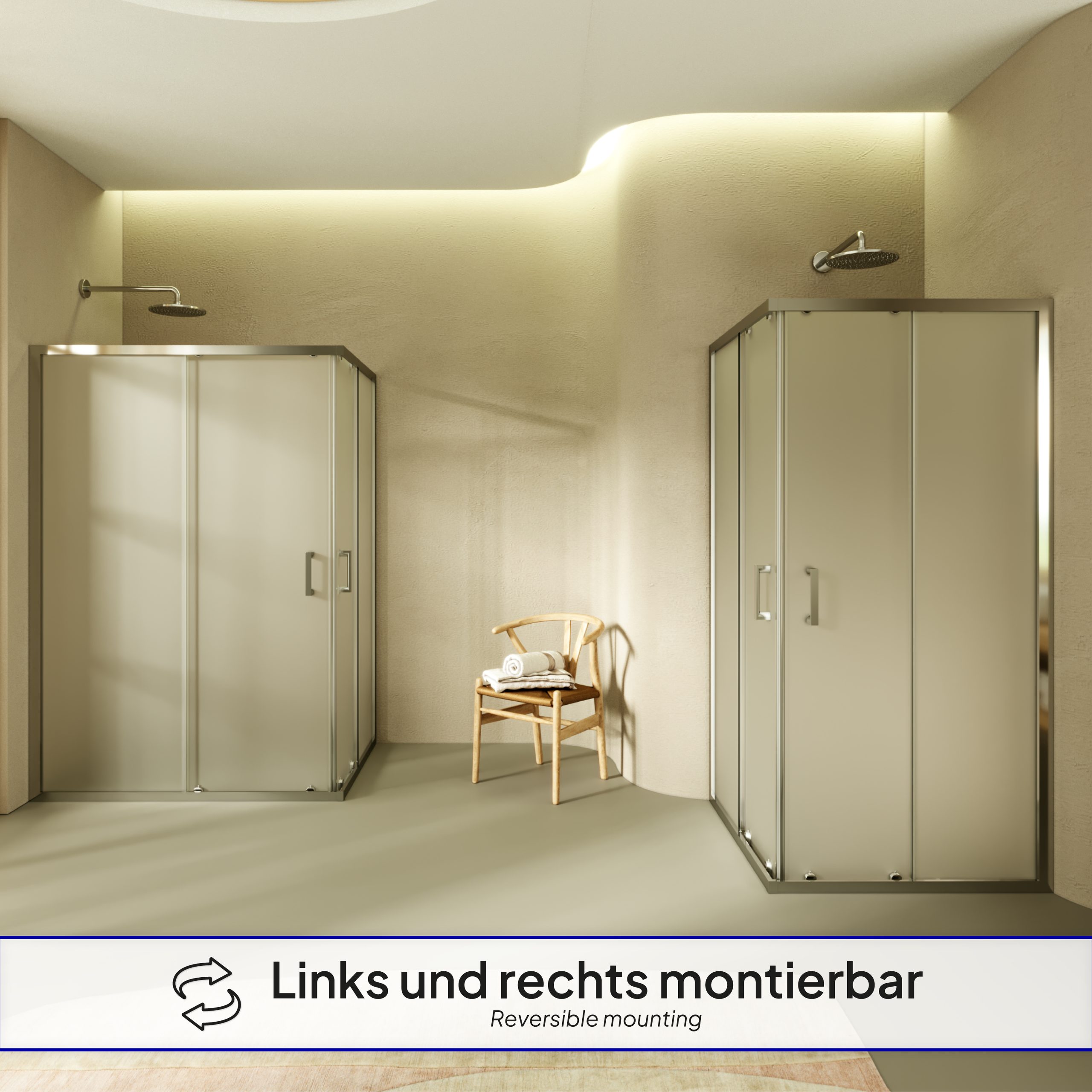 Corner Entry Diana with Sliding Doors made of Satin-Finished ESG Safety Glass