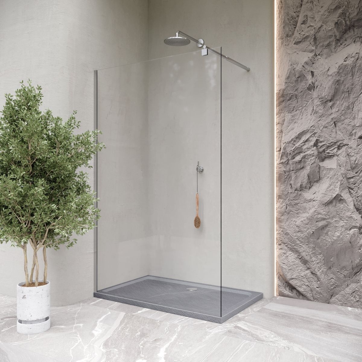 Duschwanne Shimmer STONE aus Sanitäracryl inkl. Ablaufgarnitur - Grau Duschwanne Shimmer STONE aus Sanitäracryl inkl. Ablaufgarnitur - Grau 80x120 cm