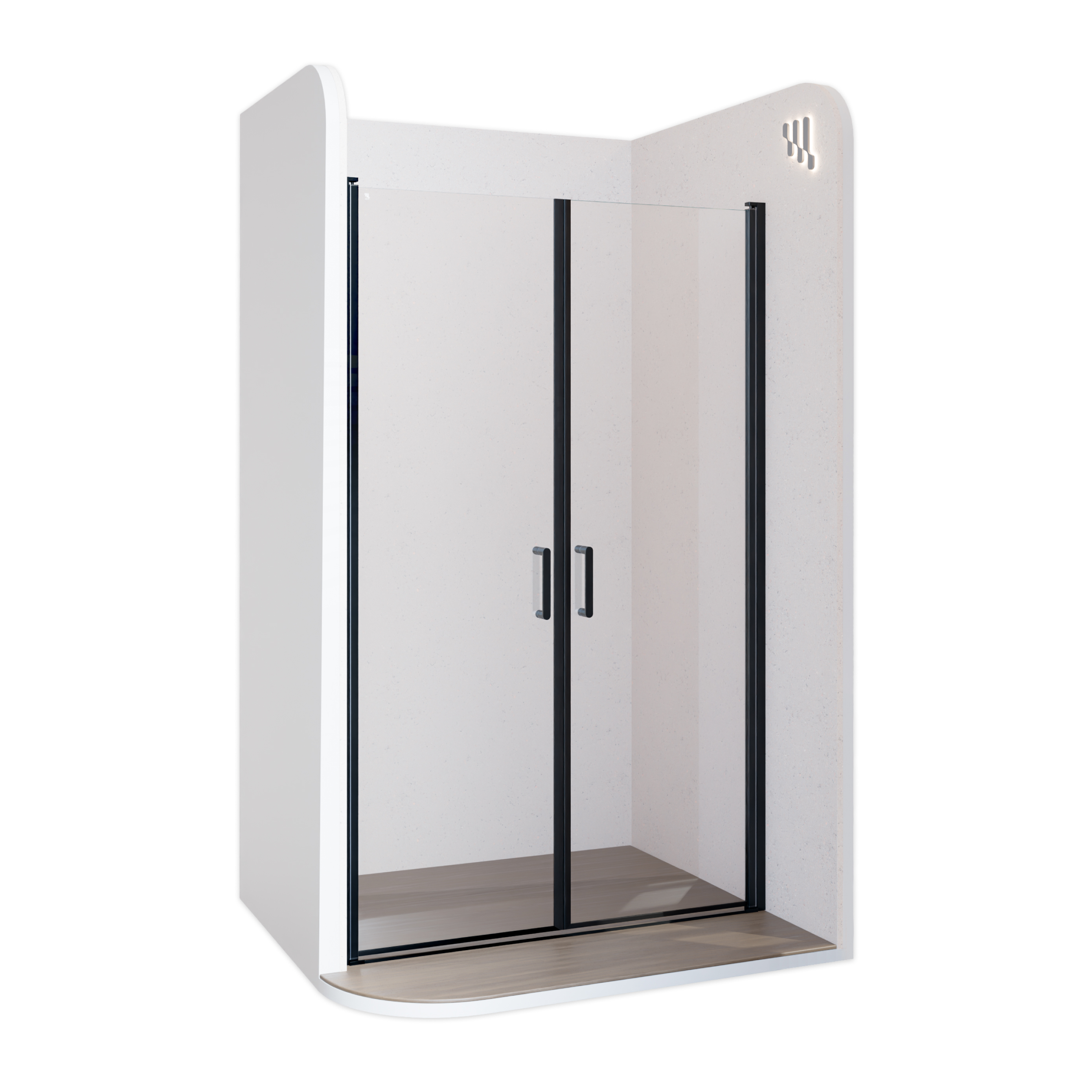 Shower Door Stella Black with Hinged Doors and Black Profiles Made of ESG Safety Glass