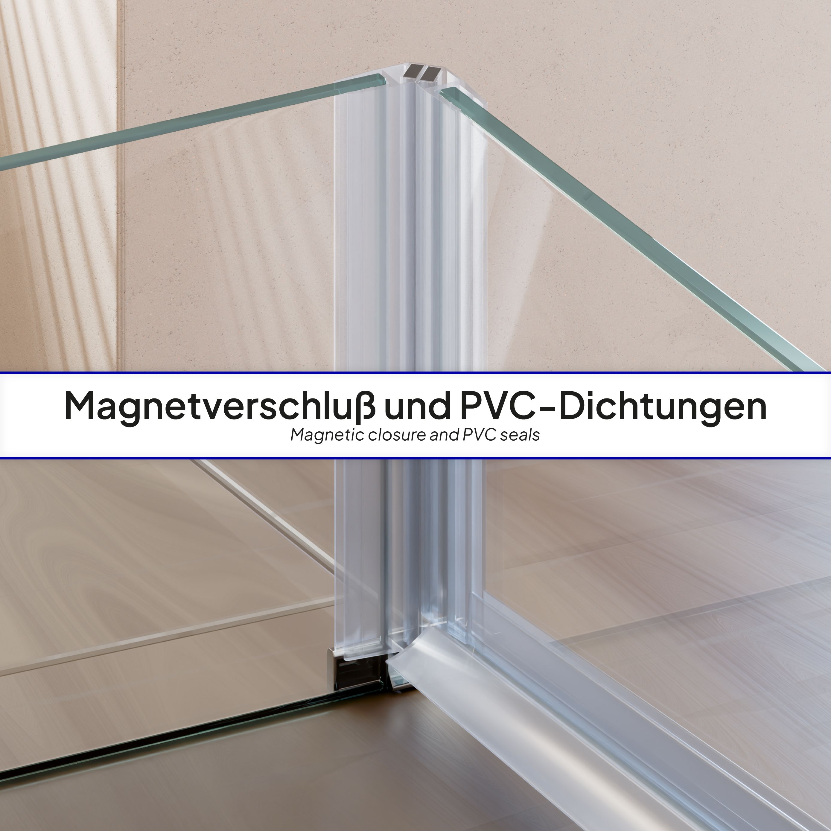 Front-entry Hellen with folding door made of ESG safety glass Hellen – Fronteinstieg mit Klapptür aus ESG Sicherheitsglas - Höhe: 190 cm