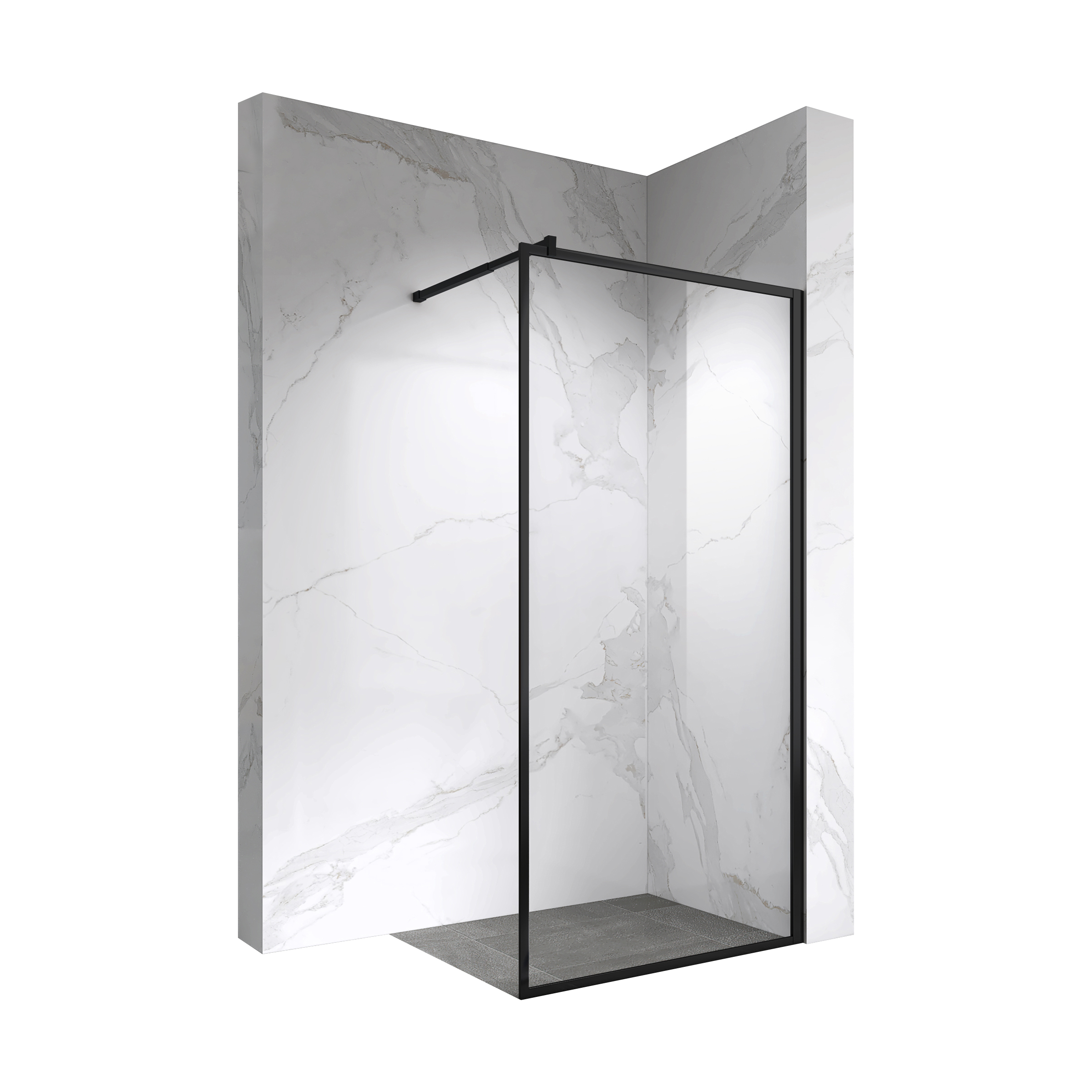 Walk In Dusche Gianna BLACK aus 8 mm starkem durchsichtigem ESG Sicherheitsglas Walk In Dusche Gianna BLACK aus 8 mm starkem durchsichtigem ESG Sicherheitsglas