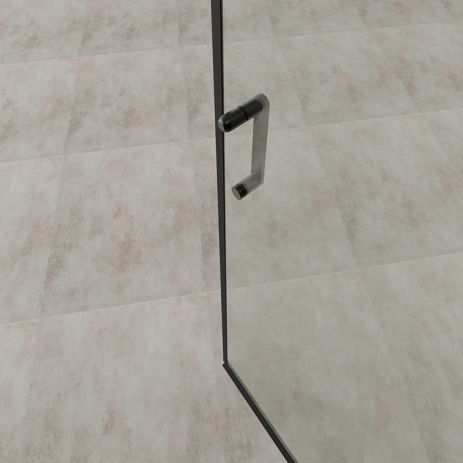 Fronteinstieg Hellen mit Klapptür und schwarzen Profilen aus ESG Sicherheitsglas Fronteinstieg Hellen mit Klapptür und schwarzen Profilen aus ESG Sicherheitsglas